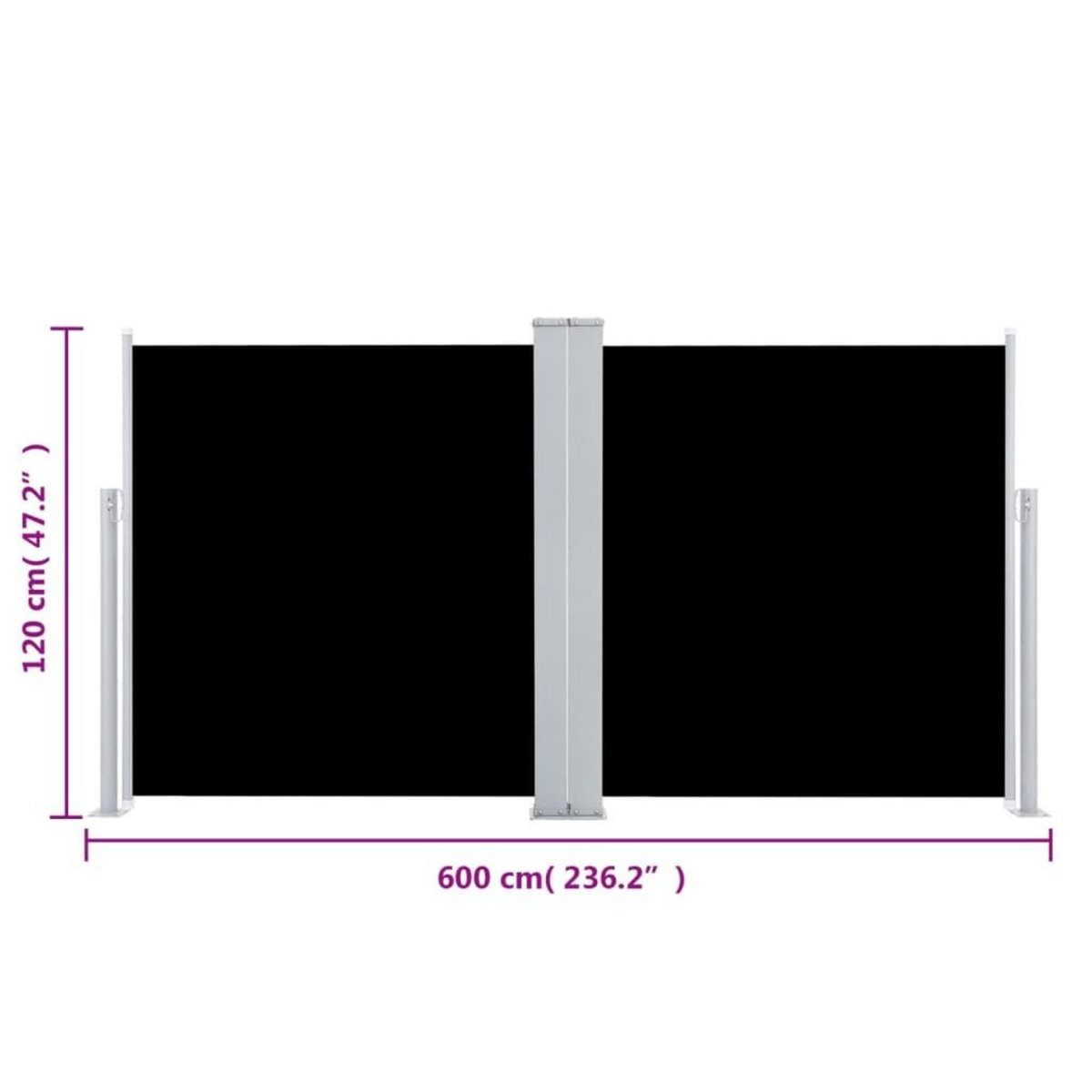 VIDAXL Auvent lateral retractable Noir 120 x 600 cm