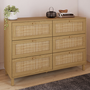 Voir la diapositive 2 : ID MARKET Commode 6 tiroirs HANAE 115 cm effet naturel cannage