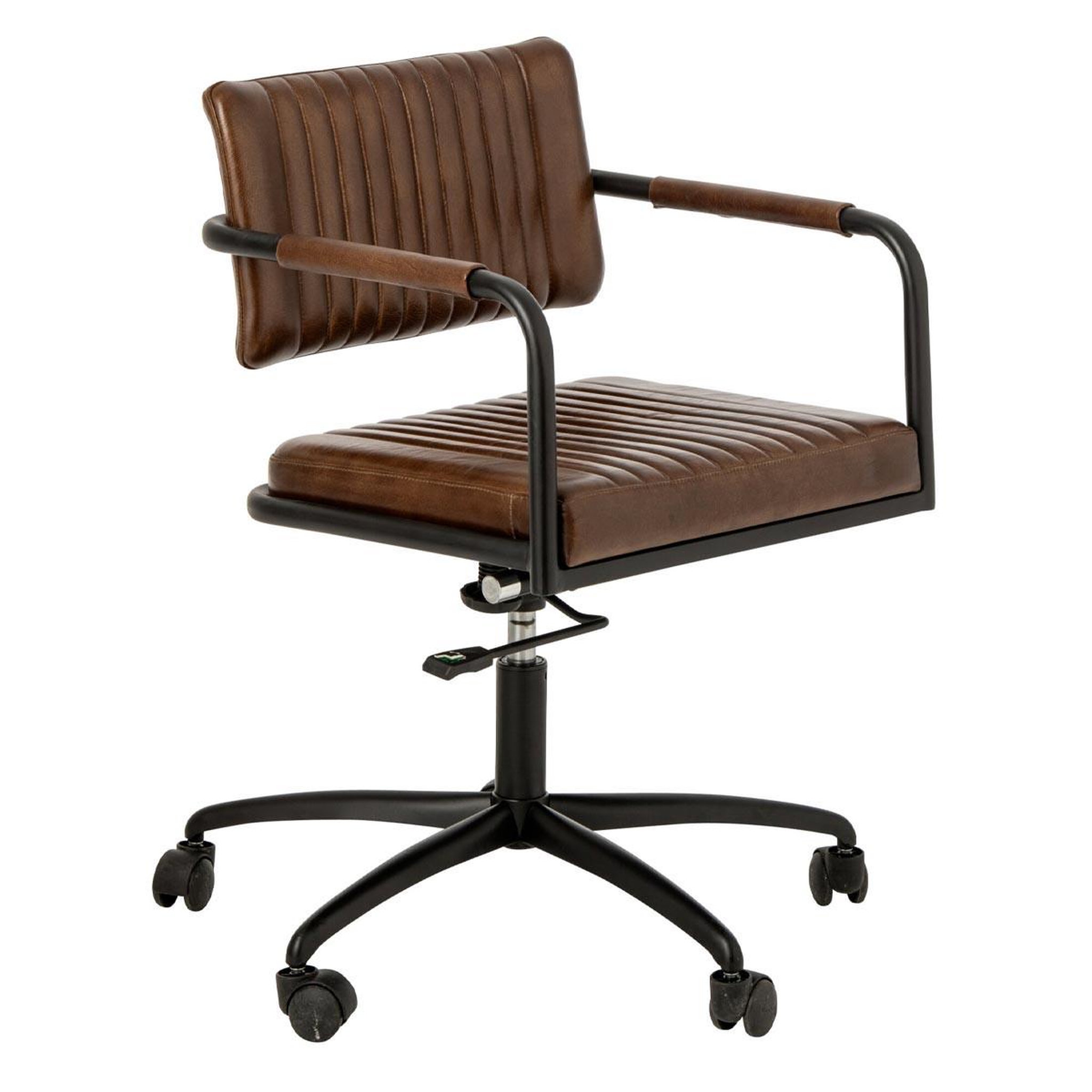 J-LINE Chaise de bureau en cuir  austin  82cm marron