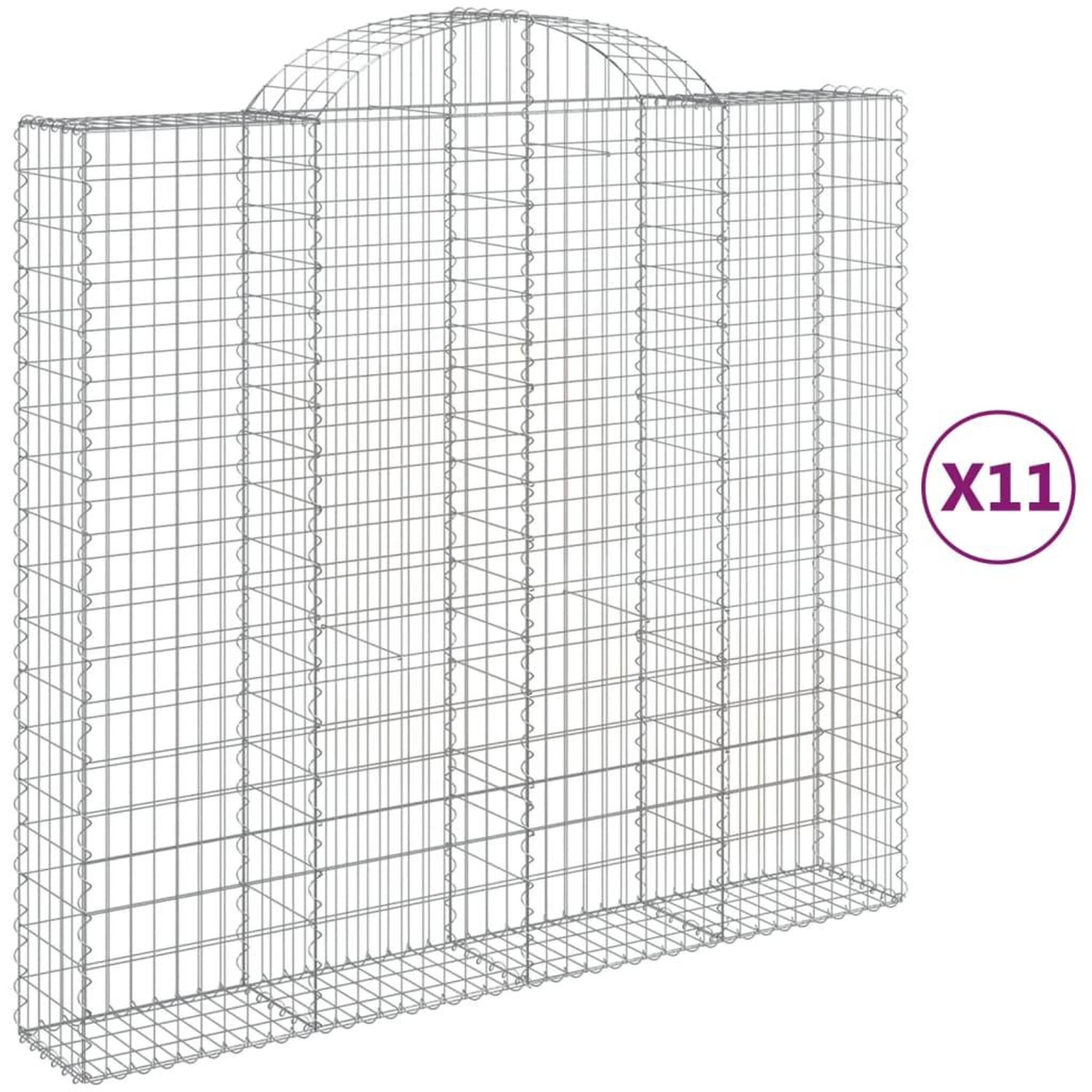 Voir la diapositive 2 : VIDAXL Paniers a gabions arques 11 pcs 200x50x180/200 cm Fer galvanise