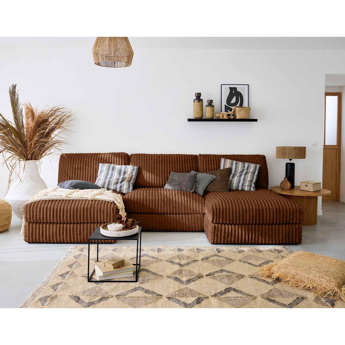 LISA DESIGN Jasper - module d'assise - en fausse fourrure côtelée