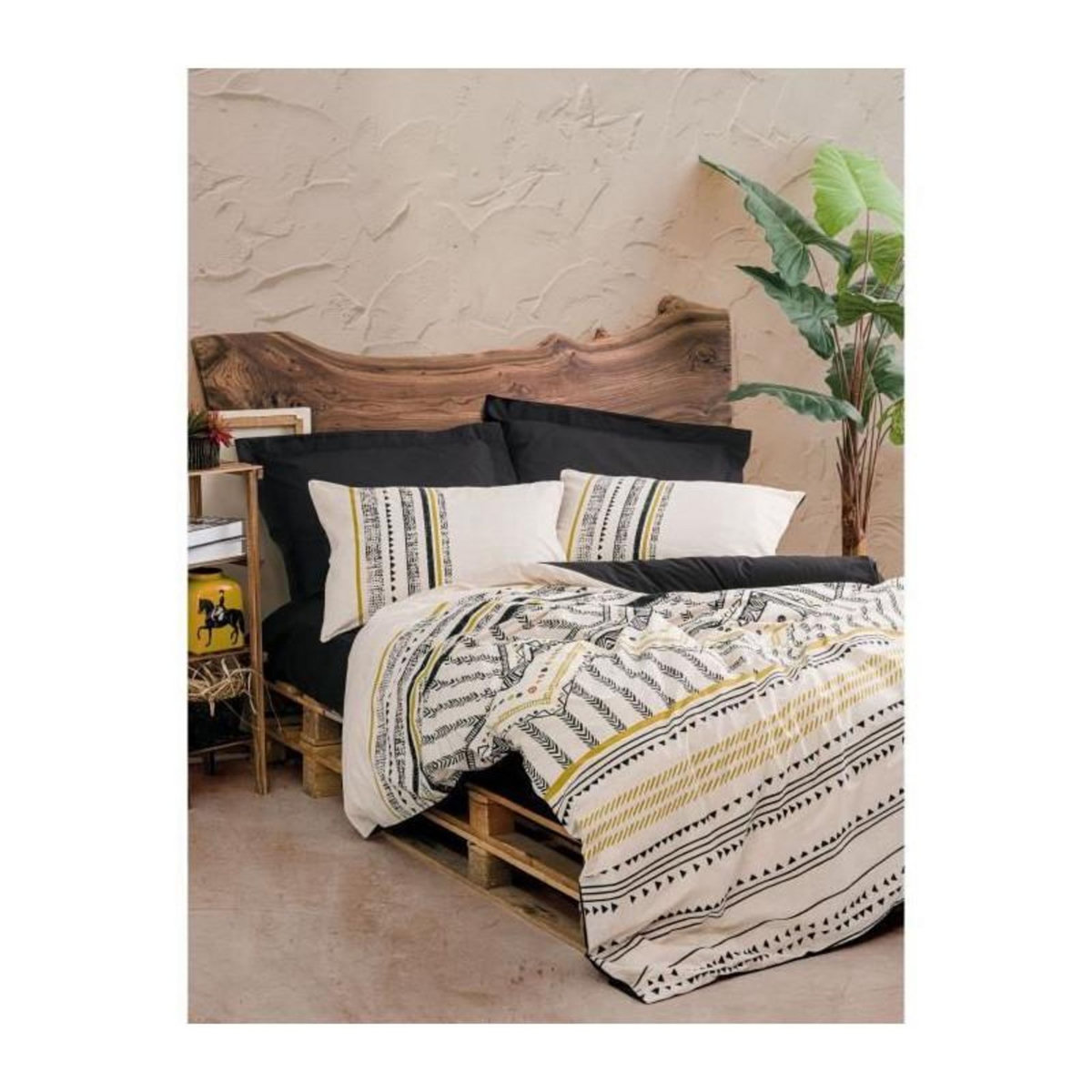 GENERIQUE Parure de lit - 129CTN64278 - 1 housse de couette 220 x 240 cm + 2 taies d'oreiller 60 x 60 cm - 100% coton ranforcé - Blanc