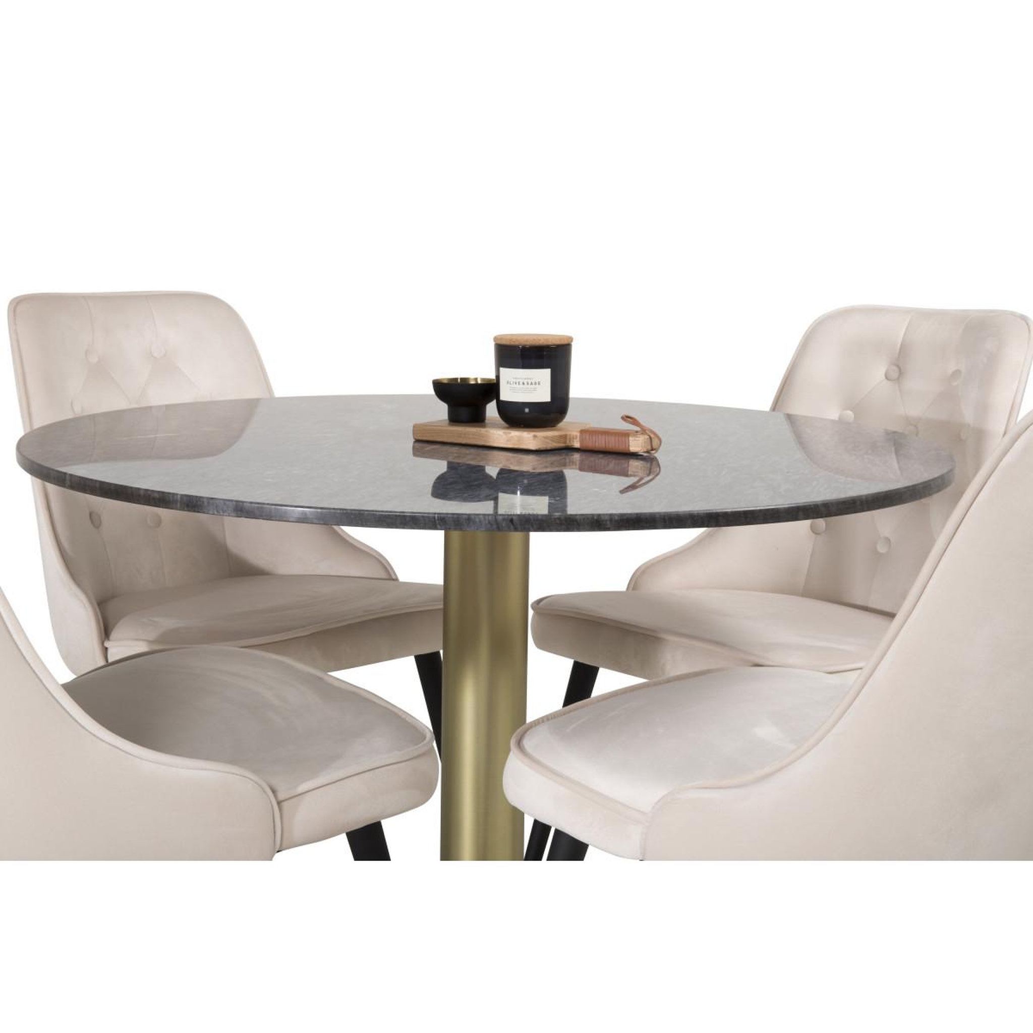 Voir la diapositive 3 : Paris Prix Ensemble Table à Manger & 4 Chaises  Estelle II & Deluxe I  106cm Gris Foncé & Beige