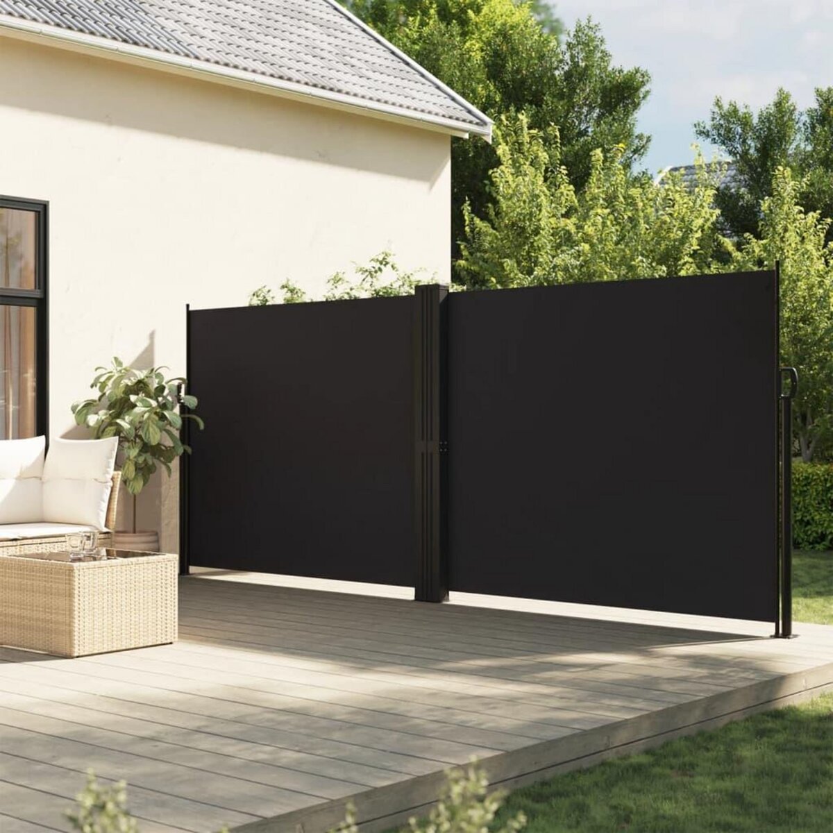 VIDAXL Auvent lateral retractable noir 160x1000 cm