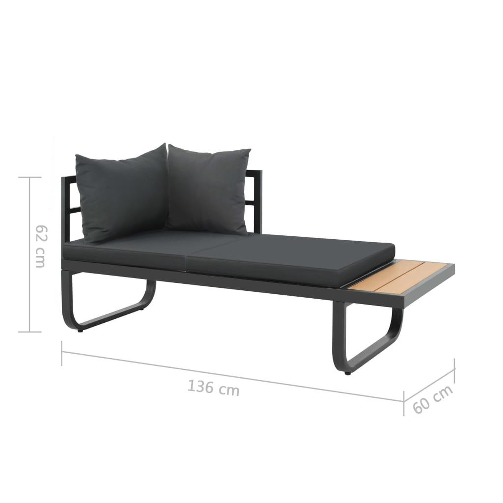 Voir la diapositive 6 : VIDAXL Canape d'angle de jardin a 2 places avec coussins Aluminium WPC