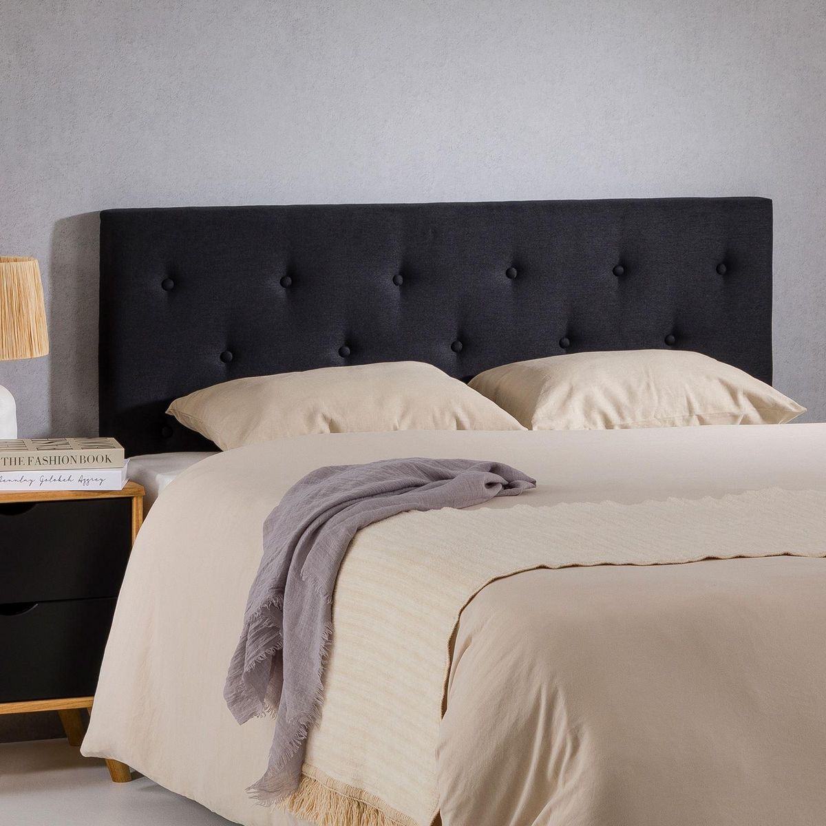 IDIMEX Tête de lit GAREK 120 capitonnée sur pieds, en tissu