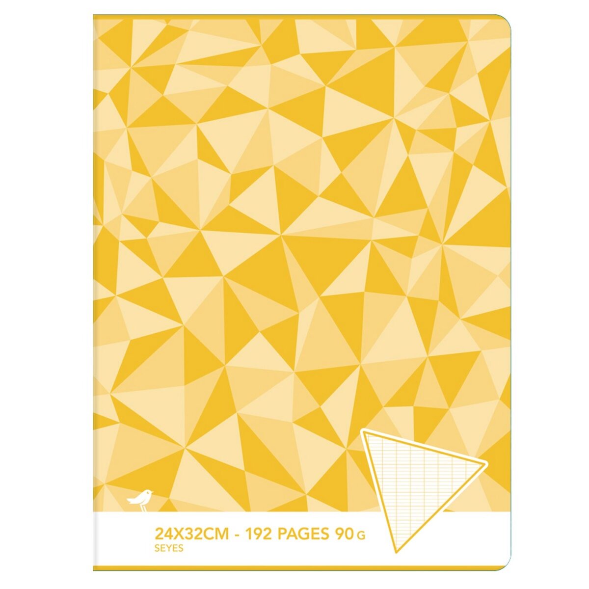 AUCHAN Cahier piqué 24x32cm 192 pages grands carreaux Seyes jaune motif triangles
