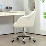 Voir la diapositive 4 : HOMCOM Chaise de bureau tissu bouclette design hauteur réglable pivotante piètement acier