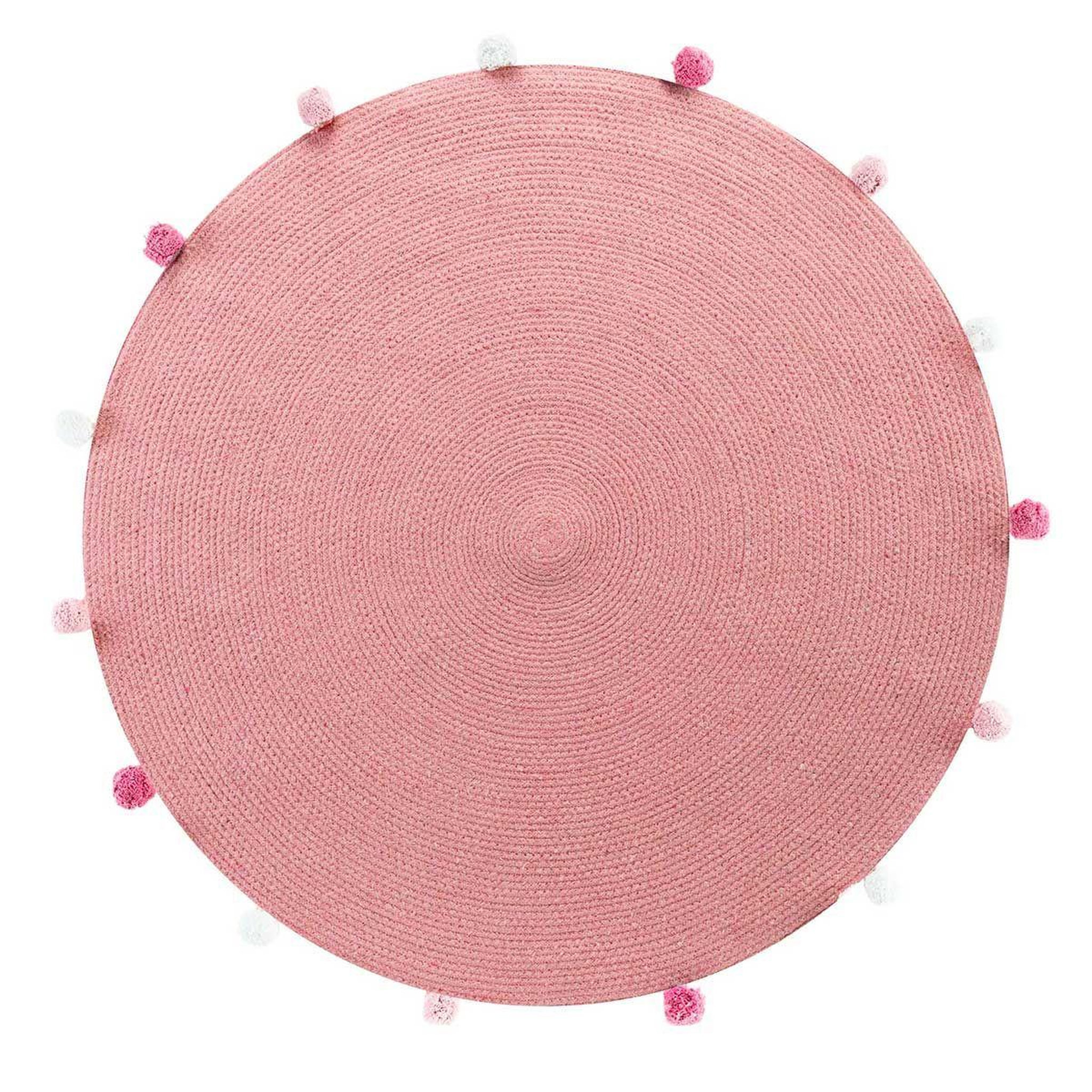 Douceur d'Intérieur Tapis rond enfant  pompomparty  90cm rose dragée