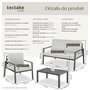 Voir la diapositive 6 : tectake Salon de jardin avec cadre en aluminium, pour 4 personnes gris clair