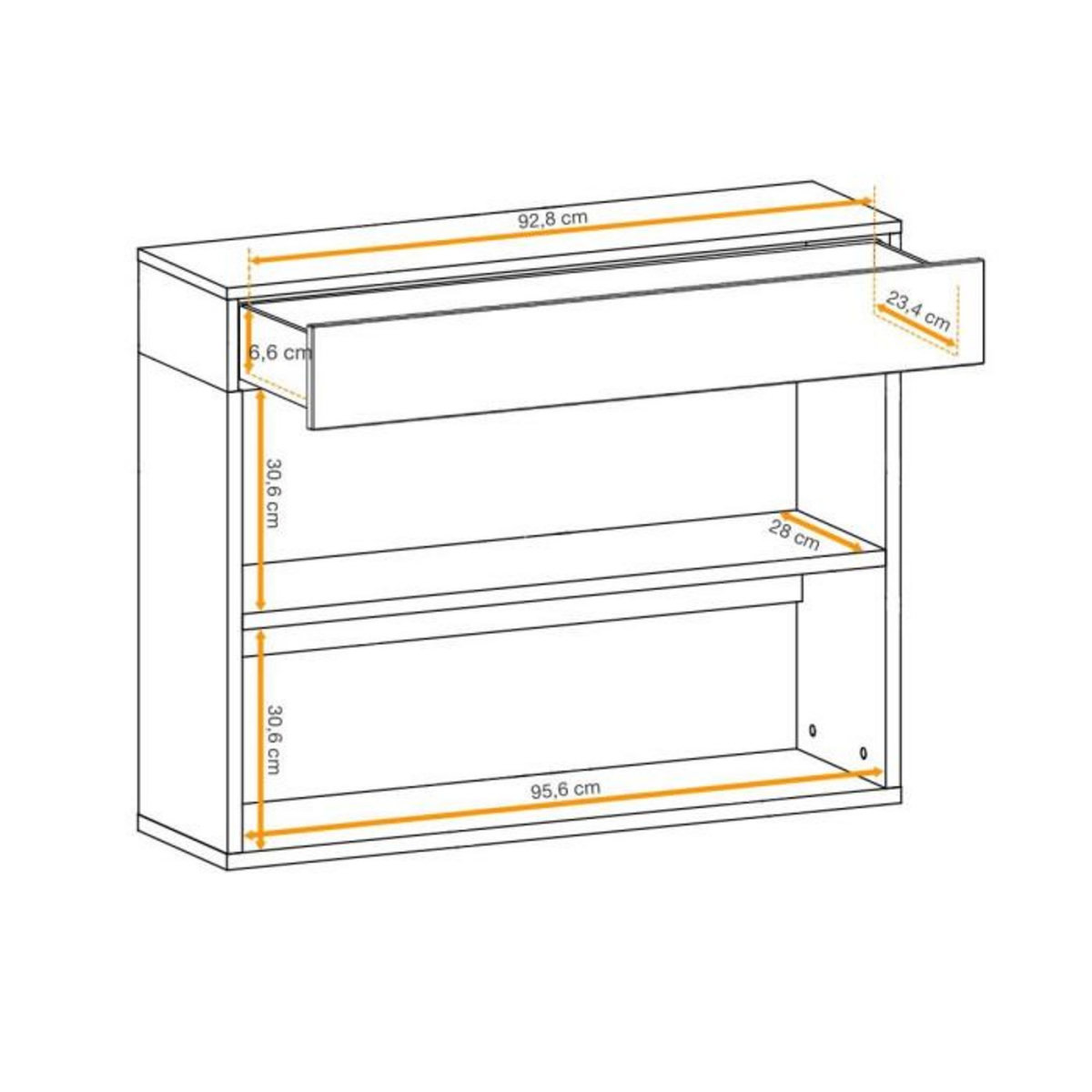 Paris Prix Étagère Murale 2 Niveaux & Tiroir  Easy  100cm Noir