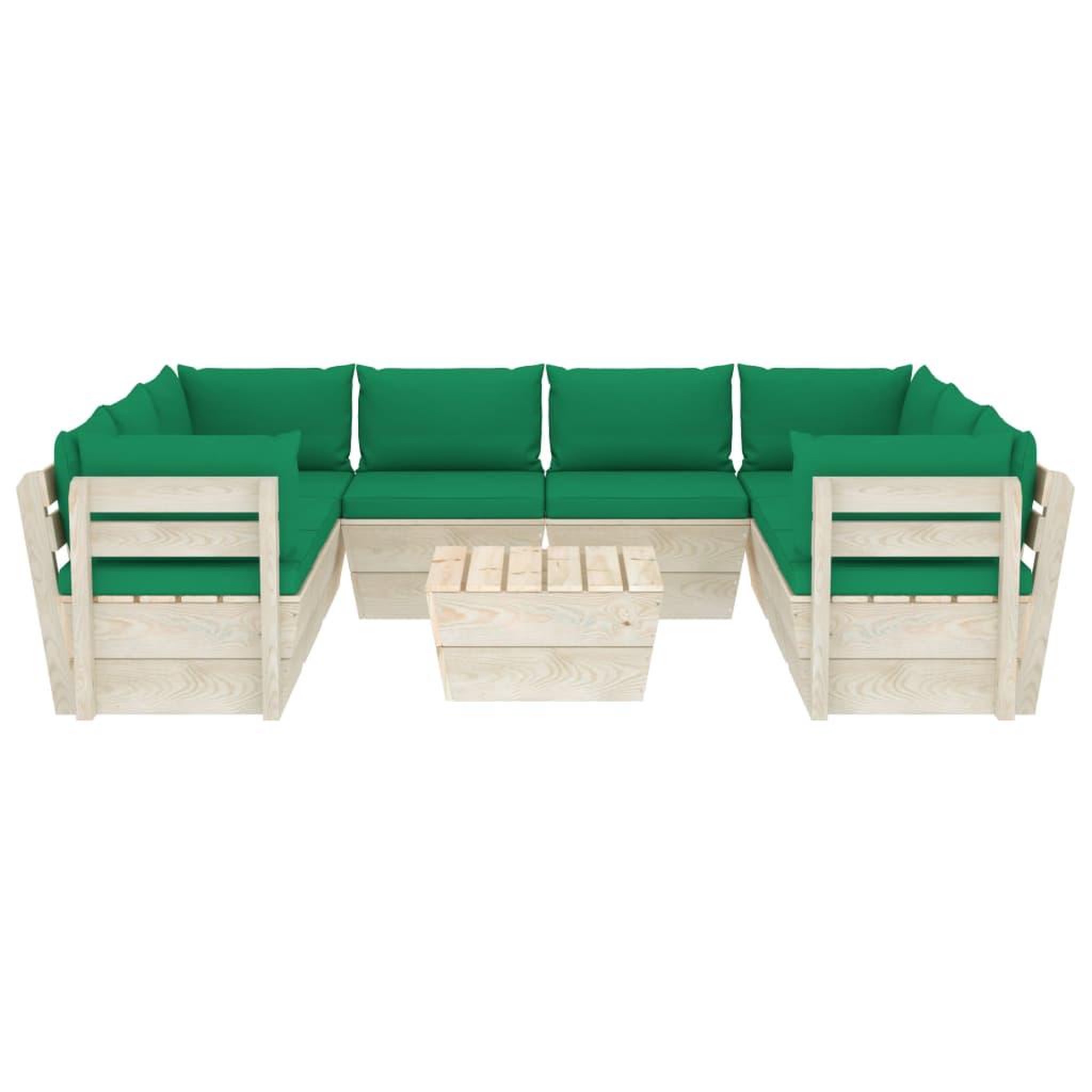 Voir la diapositive 3 : VIDAXL Salon de jardin palette 9 pcs avec coussins bois d'epicea