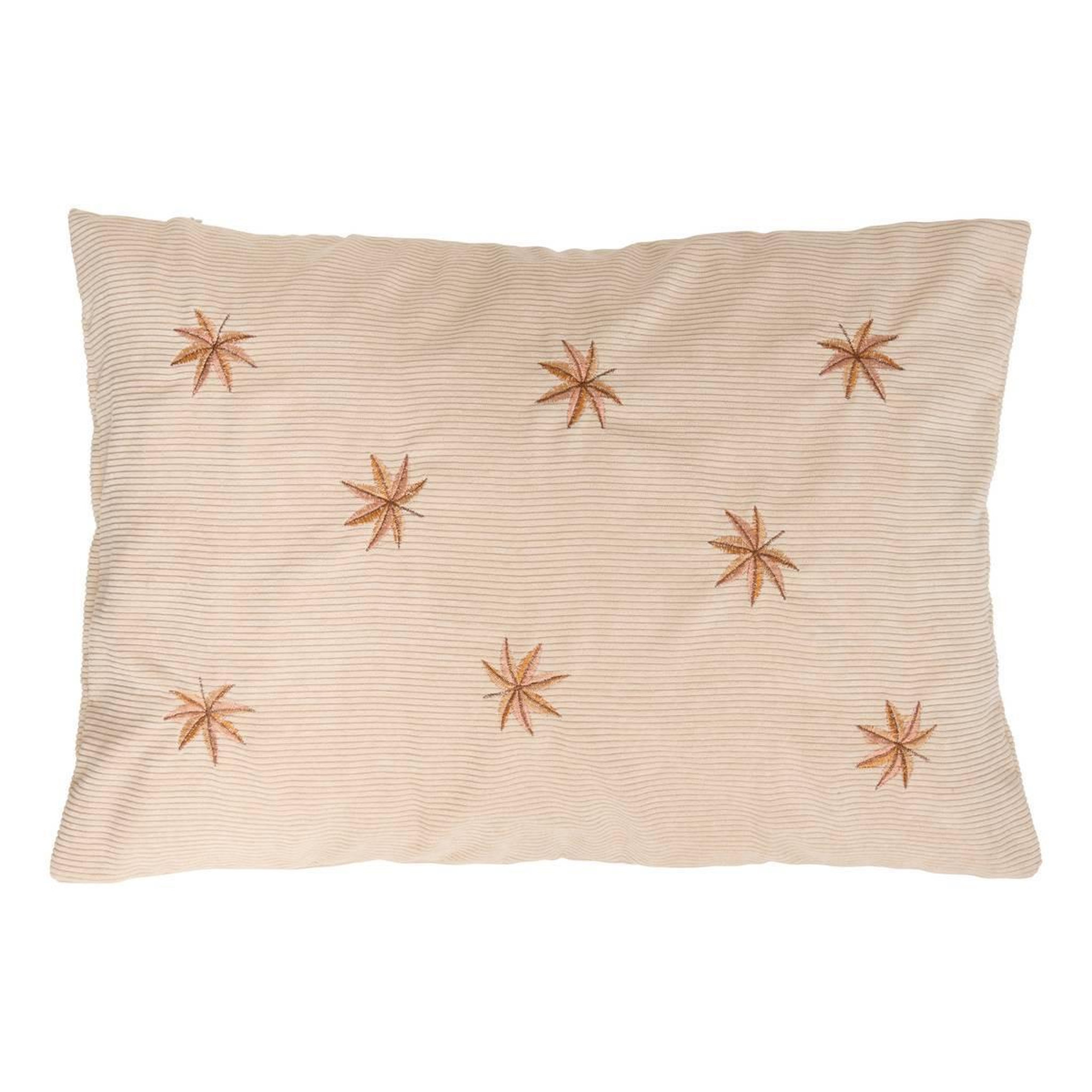 ATMOSPHERA Coussin côtelé brodé  automne  38x58cm ivoire