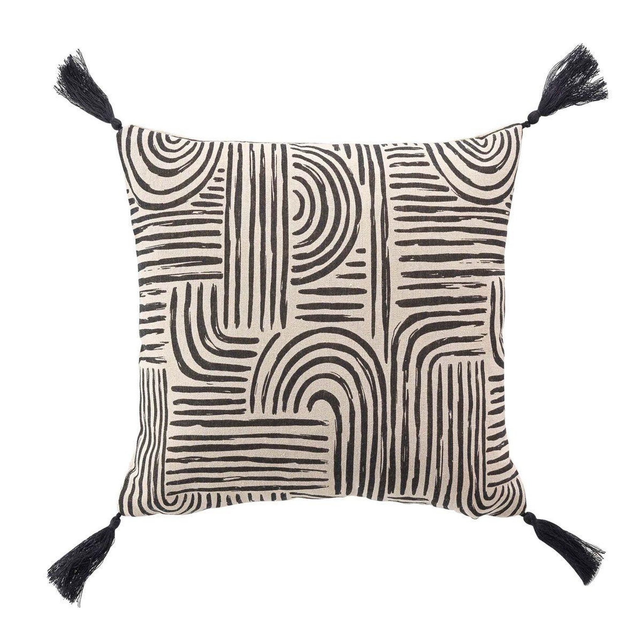 Douceur d'Intérieur Coussin déco à pompons  pandore  45x45cm noir