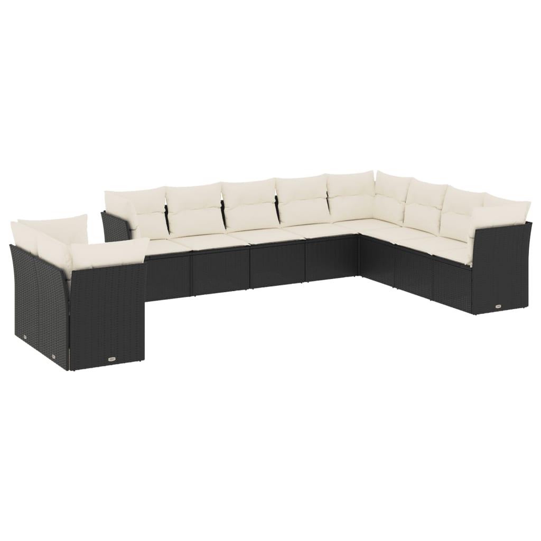 Voir la diapositive 2 : VIDAXL Salon de jardin 10 pcs avec coussins noir resine tressee