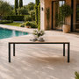 Voir la diapositive 6 : CONCEPT USINE Table de jardin 190cm 8 personnes avec plateau en verre trempé effet bois BRISBANE