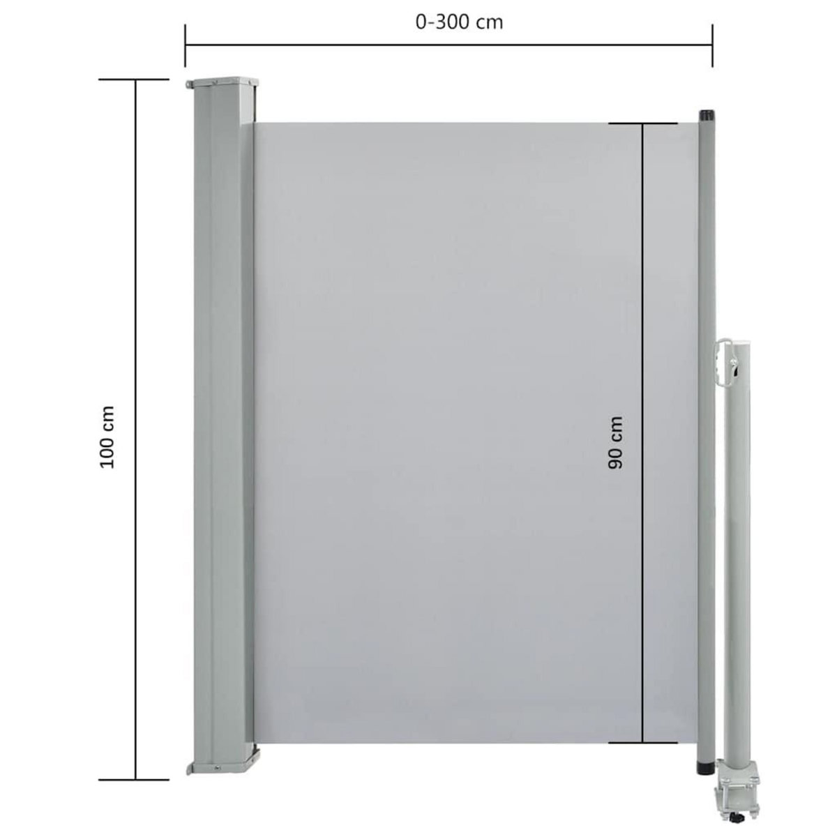 VIDAXL Auvent lateral retractable de patio 100 x 300 cm Gris