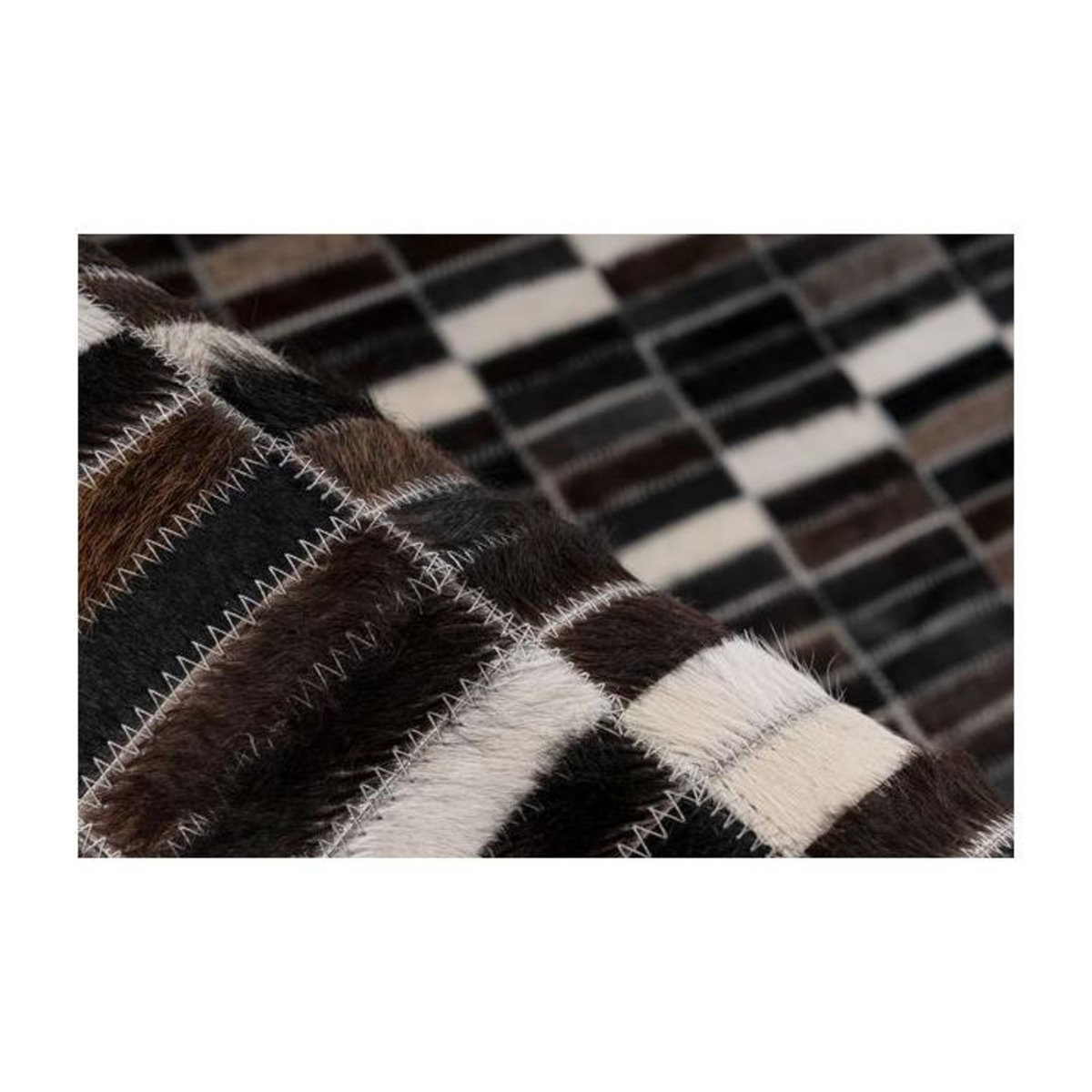 Paris Prix Tapis Fait Main en Cuir  Lavin  Noir & Blanc