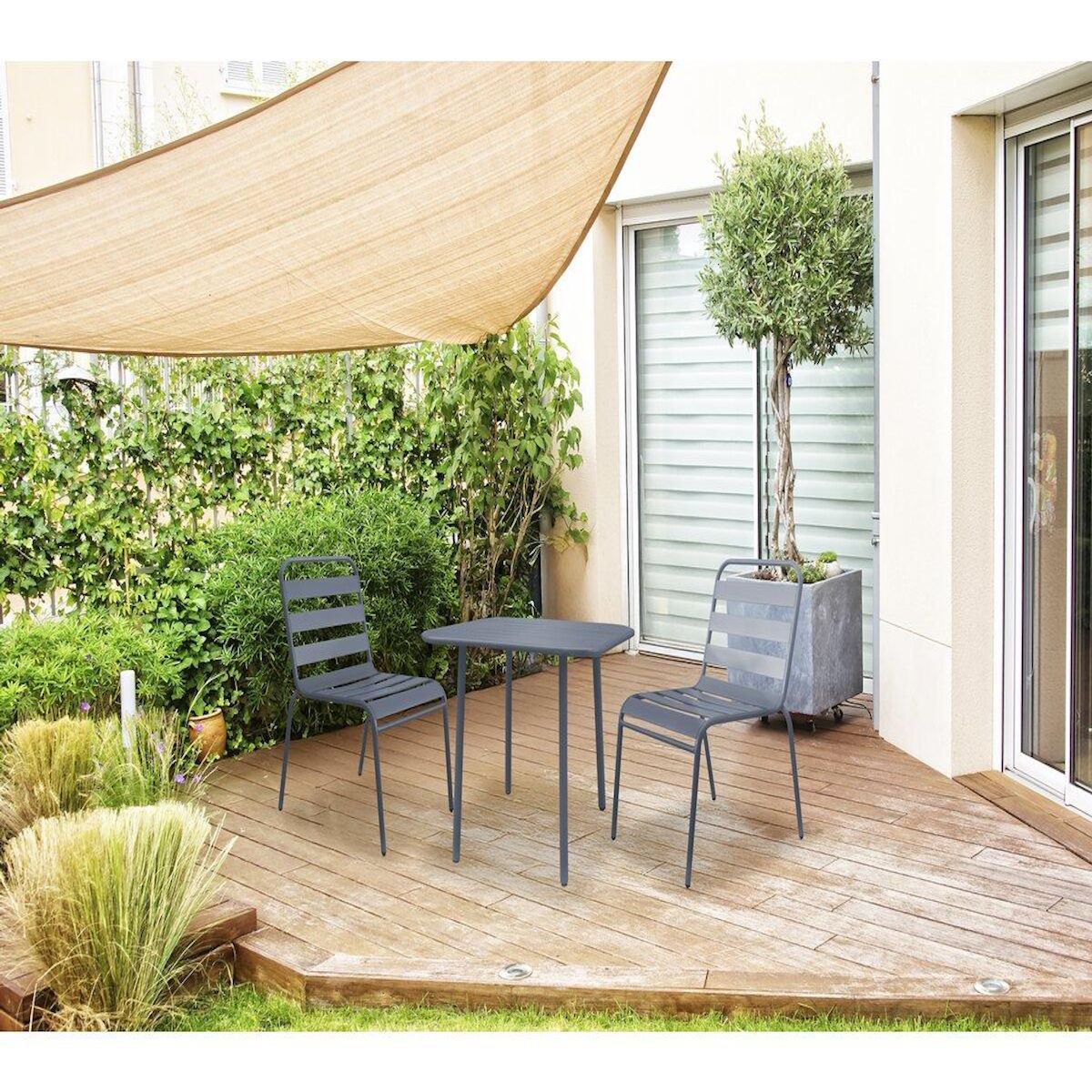 Habitat et Jardin Table de jardin en métal  Bilbao  - 70 x 70 x 71 cm - Gris