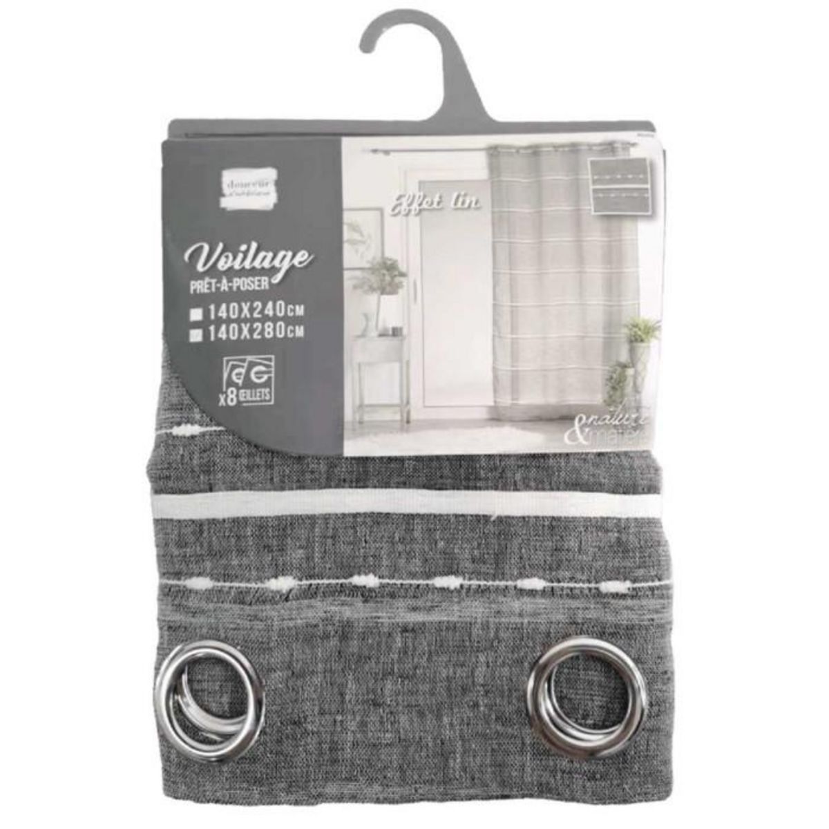 Paris Prix Rideau Voilage à Œillets  Aloria  140x280cm Gris