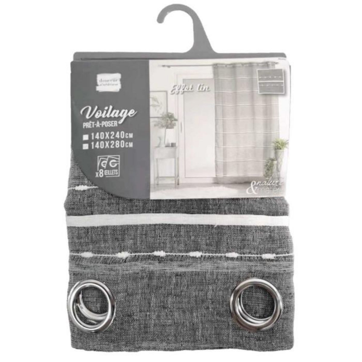 Paris Prix Rideau Voilage à Œillets  Aloria  140x280cm Gris