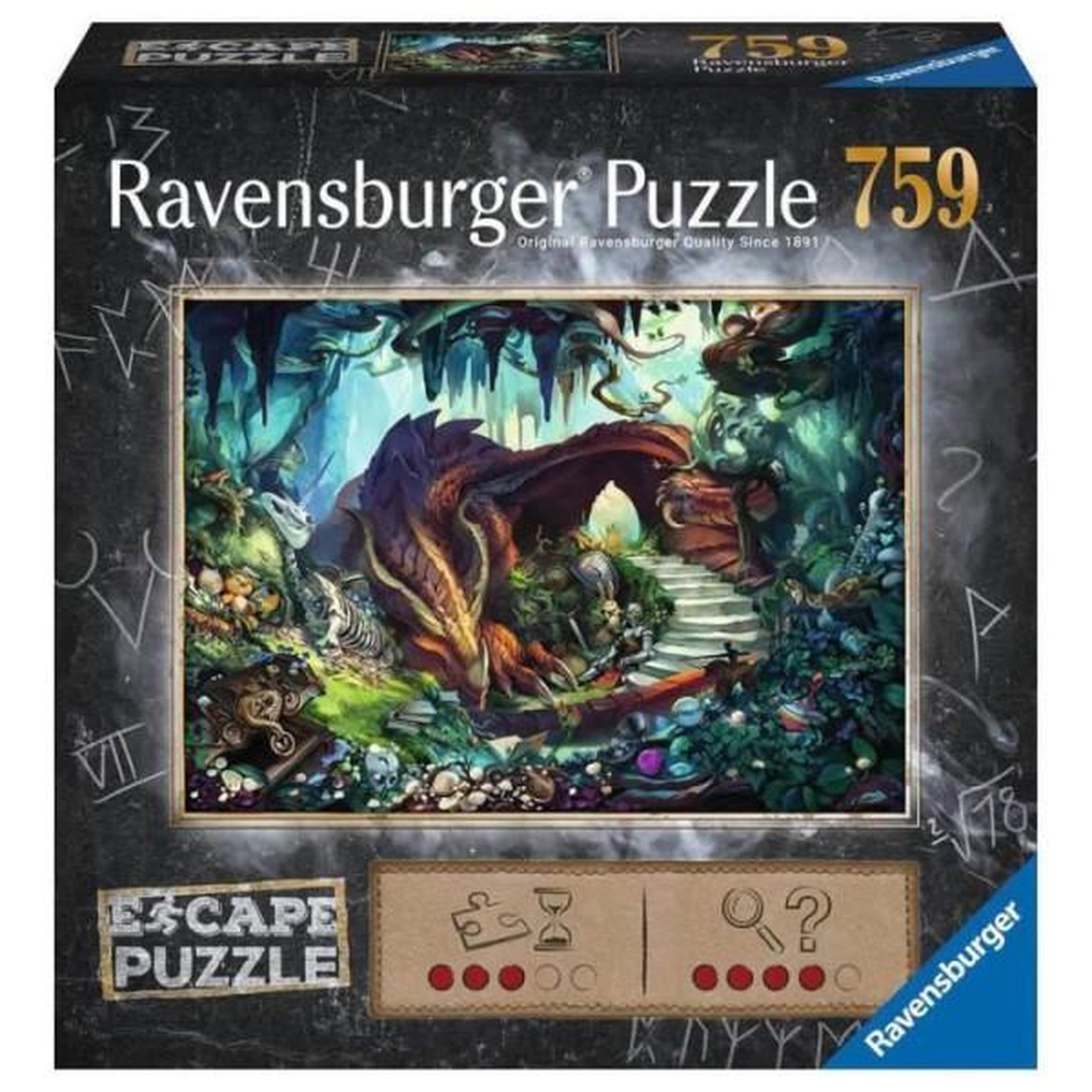 RAVENSBURGER Puzzle escape dans la grotte du dragon - ravensburger - 759 pieces - pour adultes et enfants des 12 ans