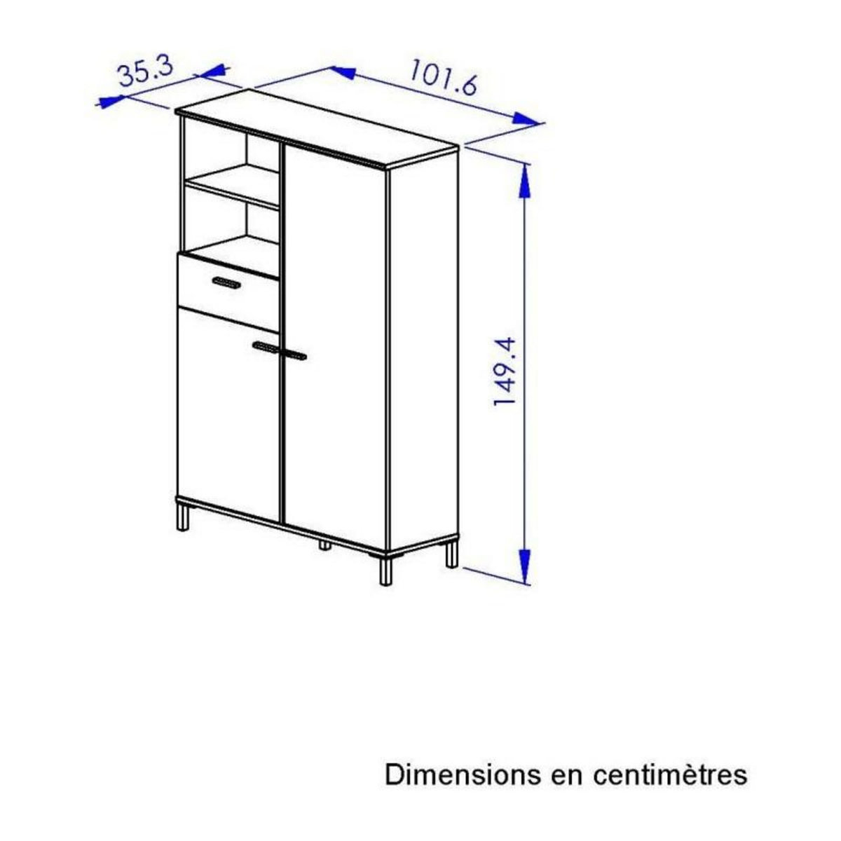 GAMI Rangement haut - TRUST - Chene / Noir - 2 portes - 1 tiroir - GAMI