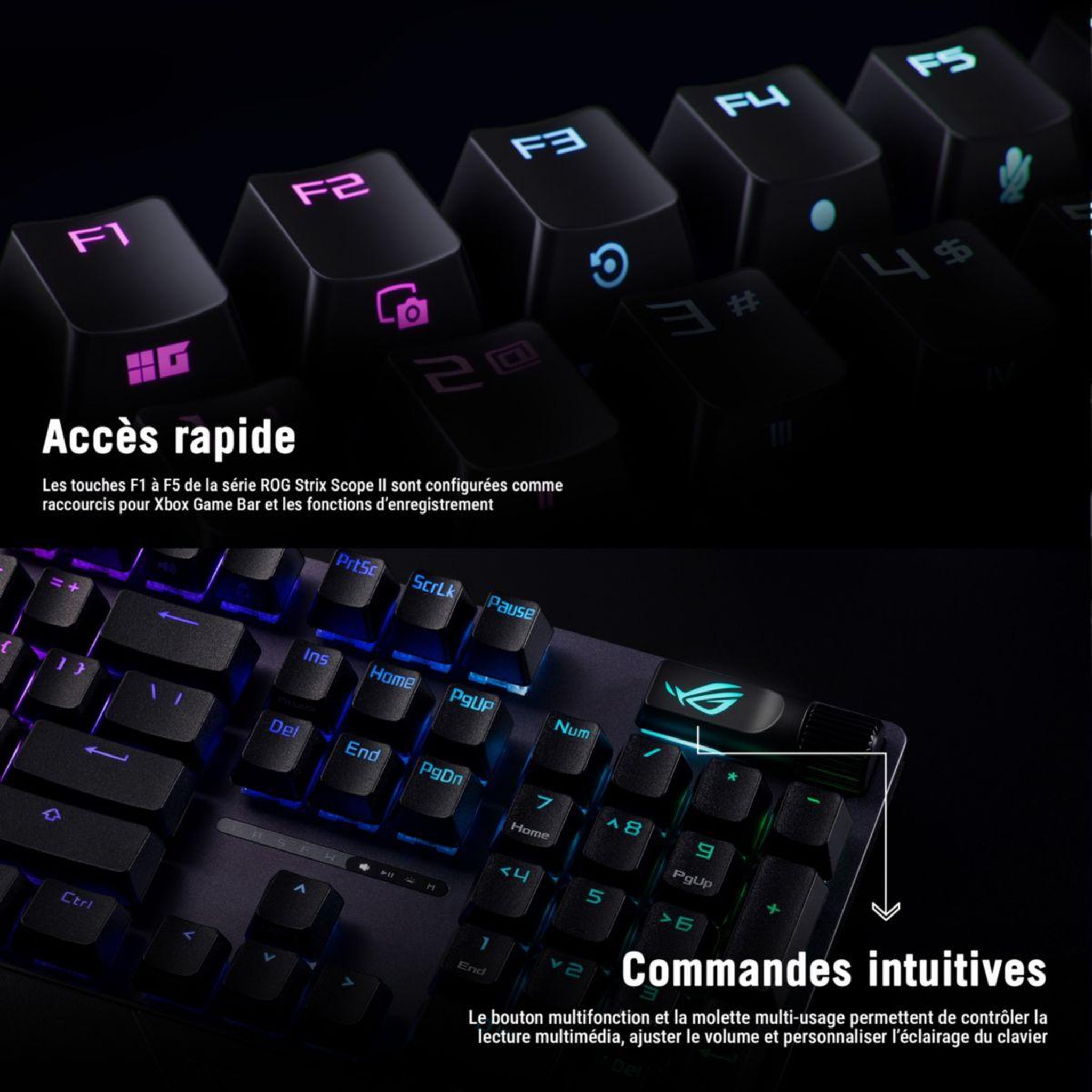 Voir la diapositive 4 : ASUS Clavier gamer sans fil rog strix scope ii 96 wireless blanc