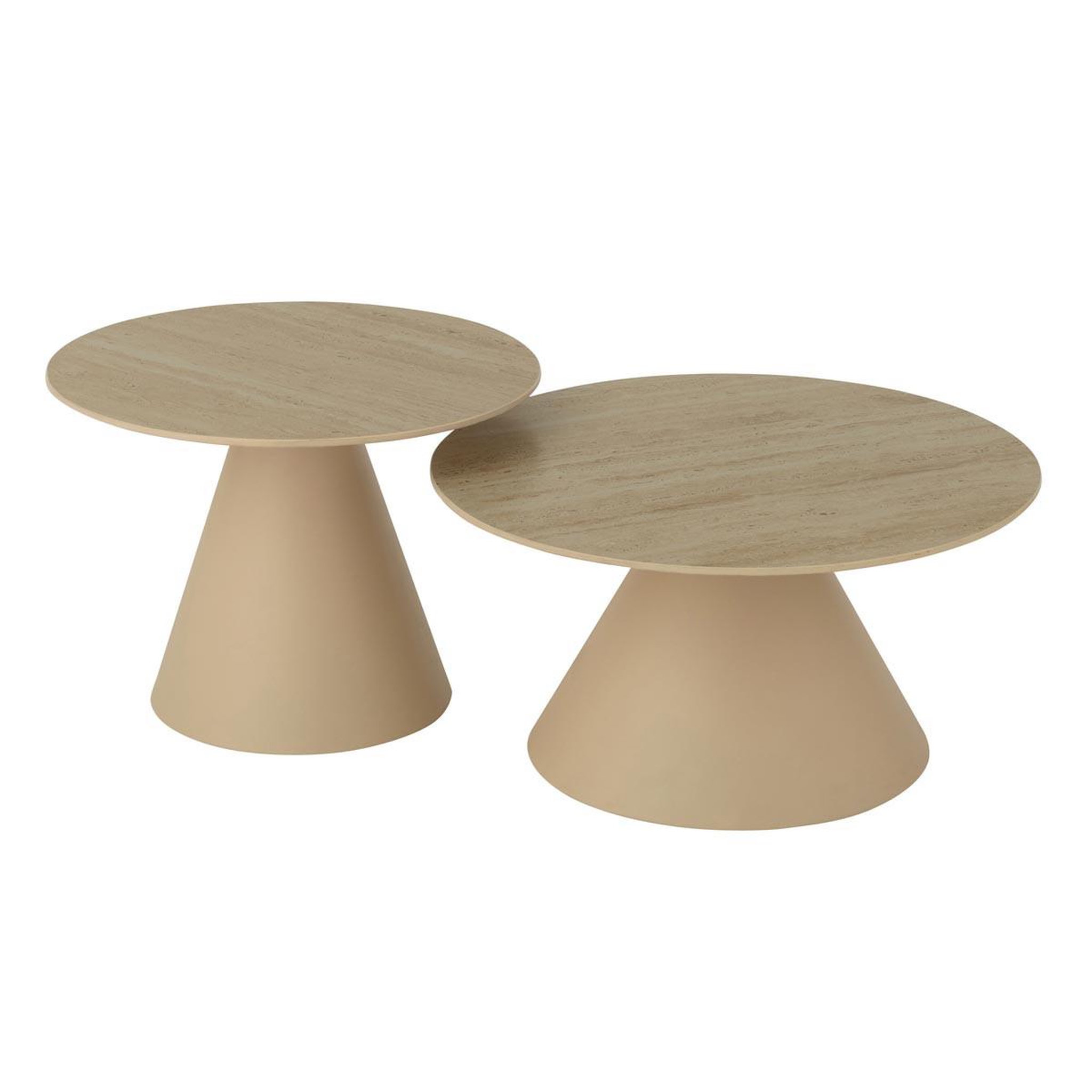 J-LINE Lot de 2 tables basses en métal  cône  60cm beige