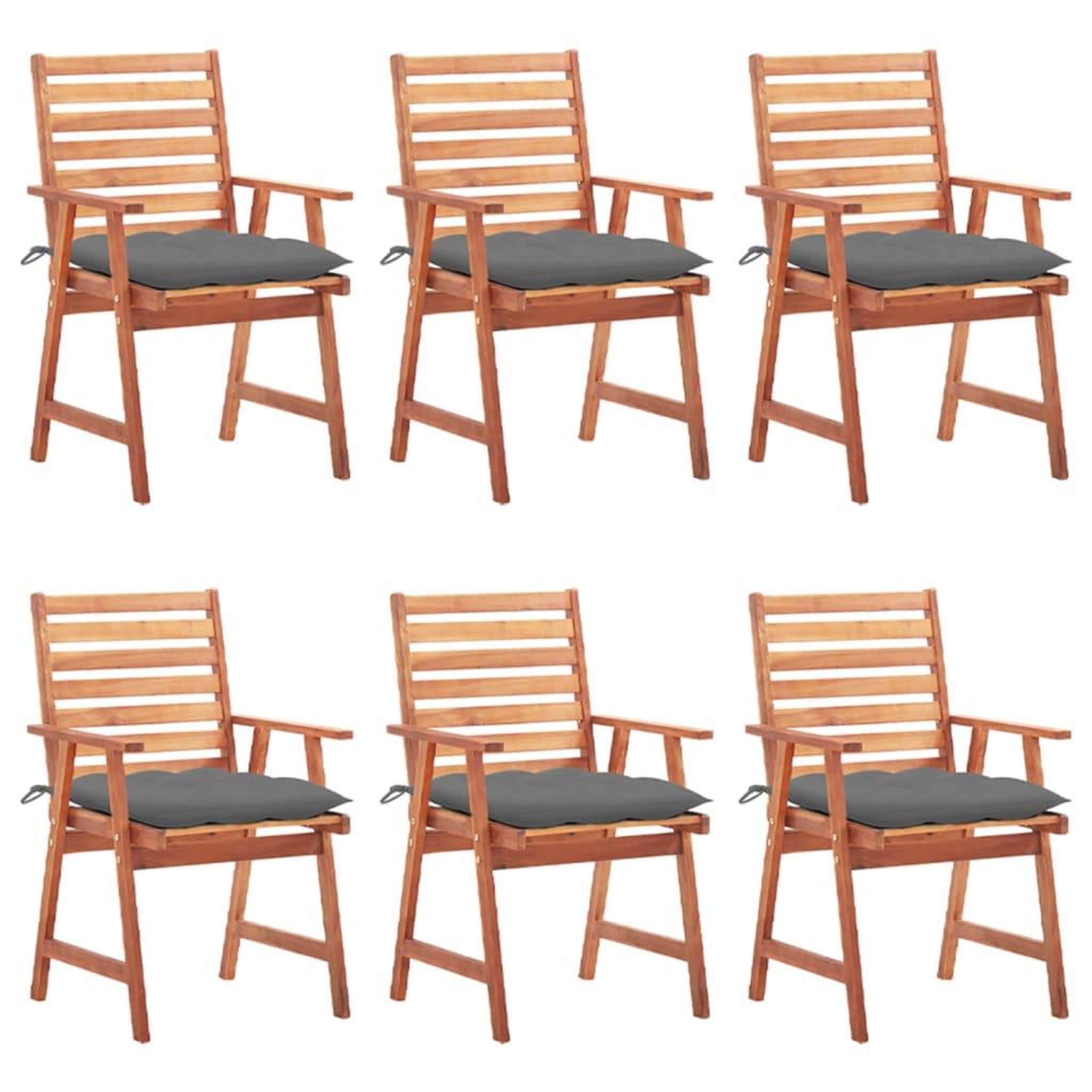 Voir la diapositive 1 : VIDAXL Chaises a manger d'exterieur lot de 6 et coussins Acacia massif