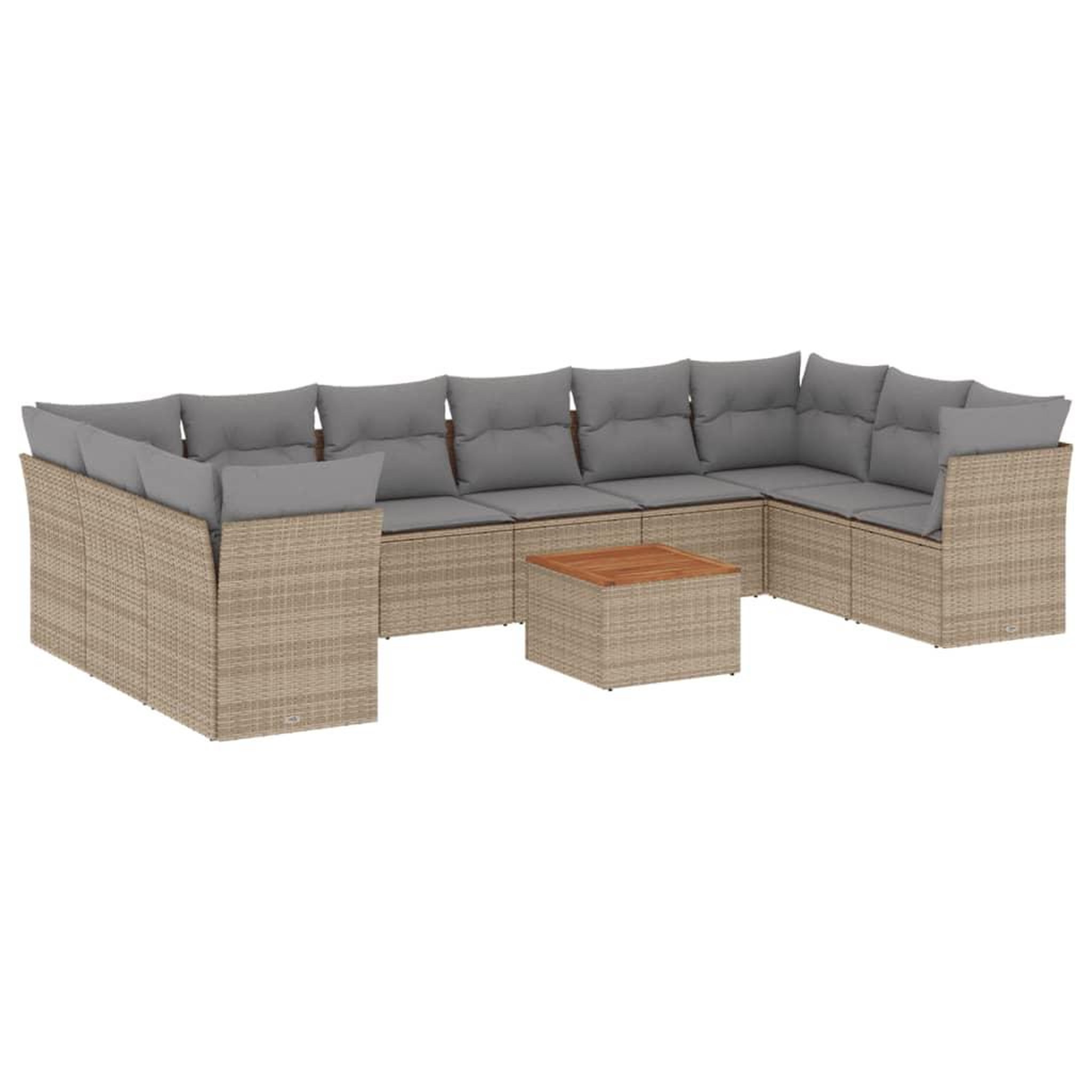 Voir la diapositive 2 : VIDAXL Salon de jardin et coussins 11 pcs melange beige resine tressee