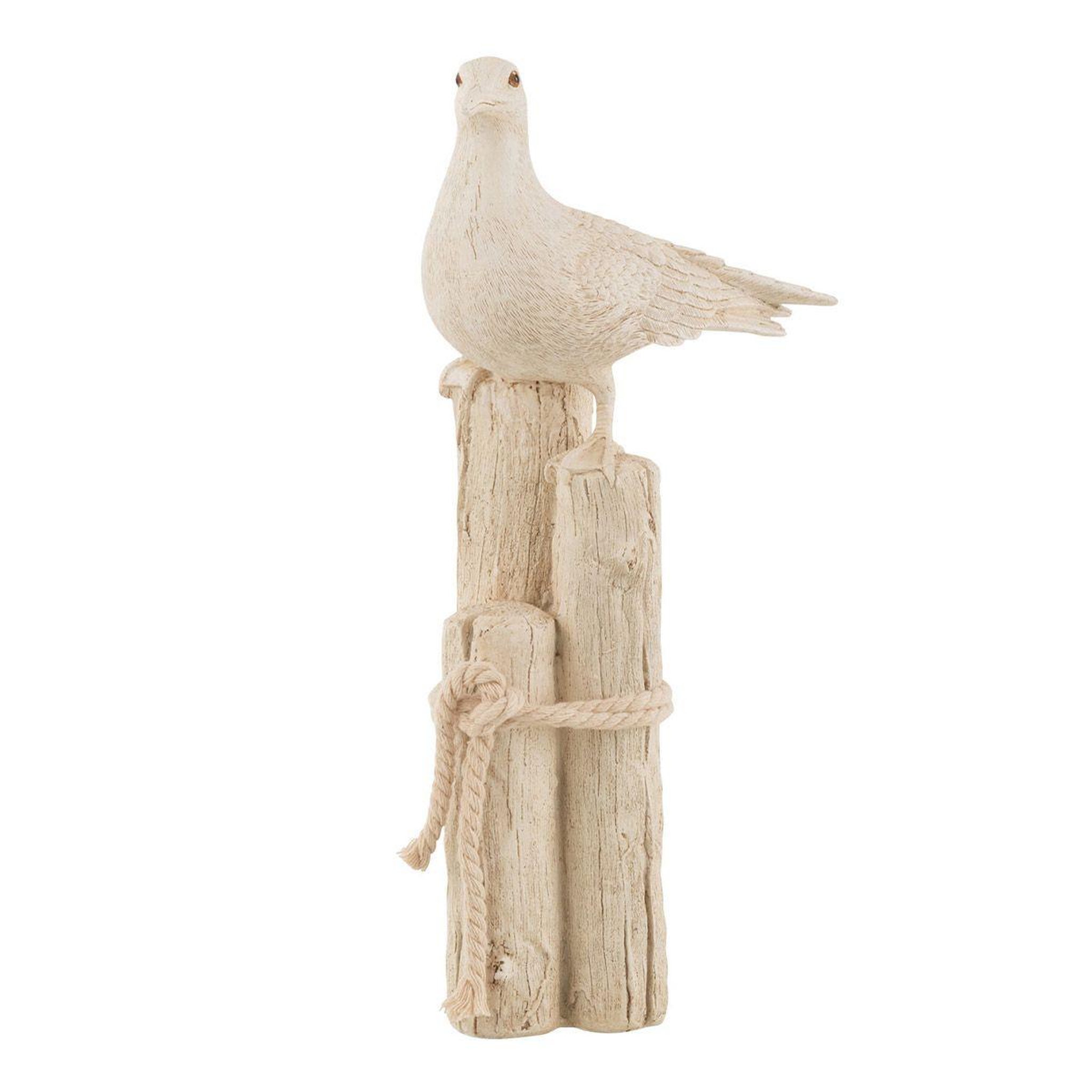 Voir la diapositive 1 : J-LINE Statuette Déco Mouette  Perchée  31cm Beige