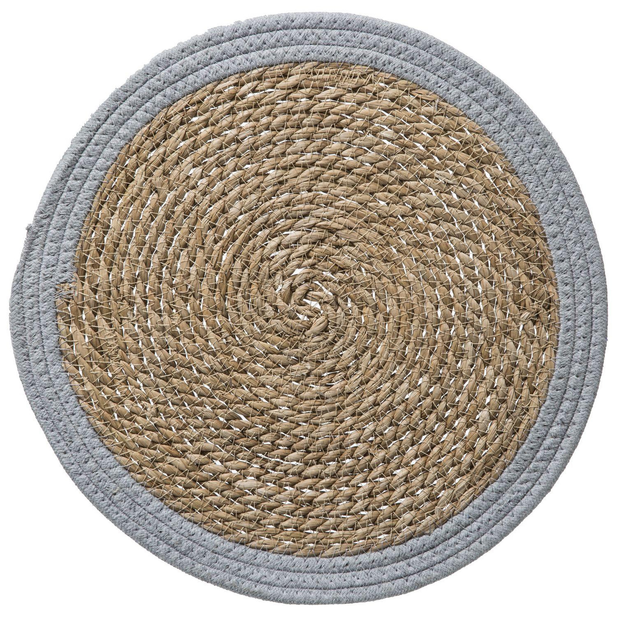 Voir la diapositive 3 : TOILINUX Lot de 6 sets de table rond en roseau et coton Pop