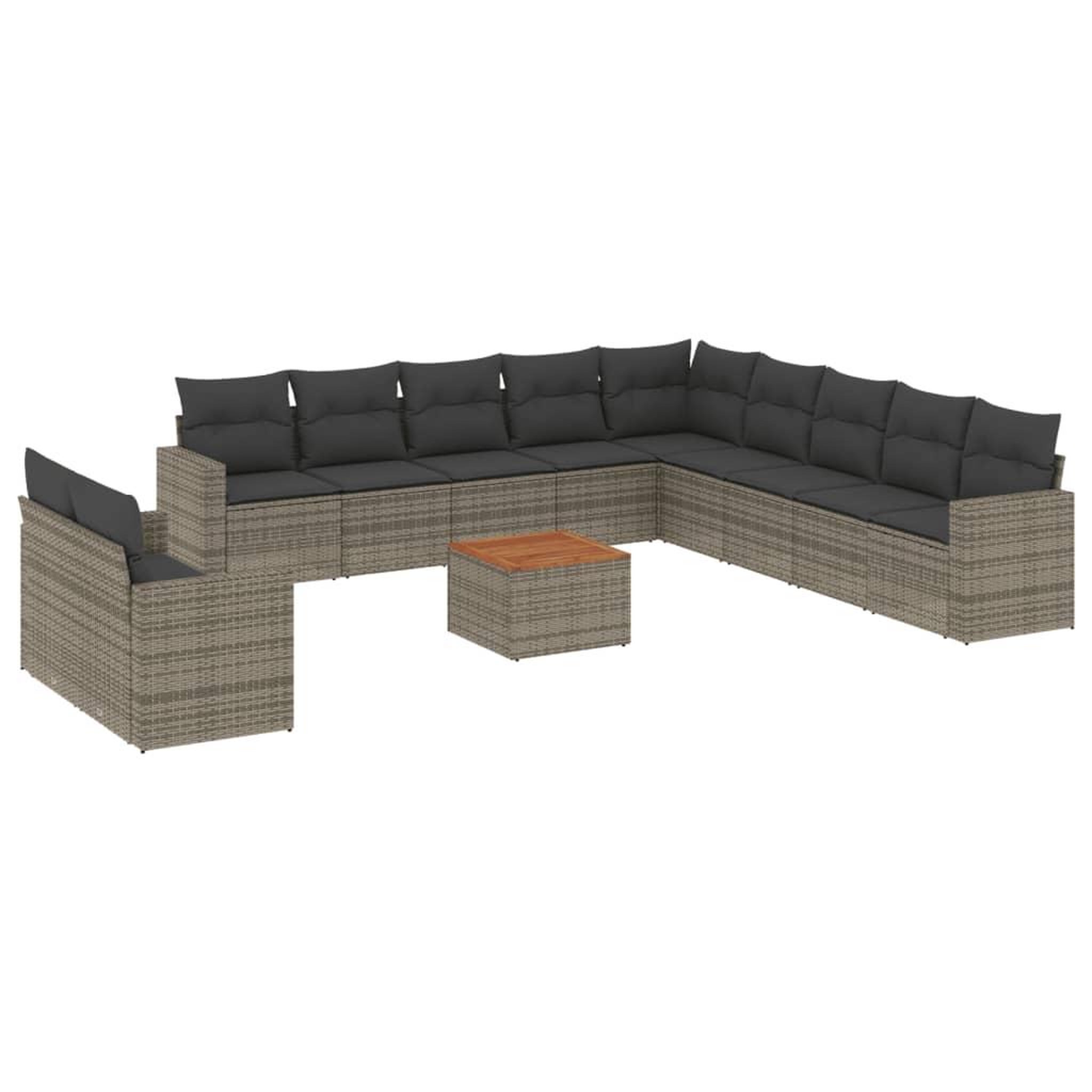Voir la diapositive 2 : VIDAXL Salon de jardin avec coussins 12 pcs gris resine tressee