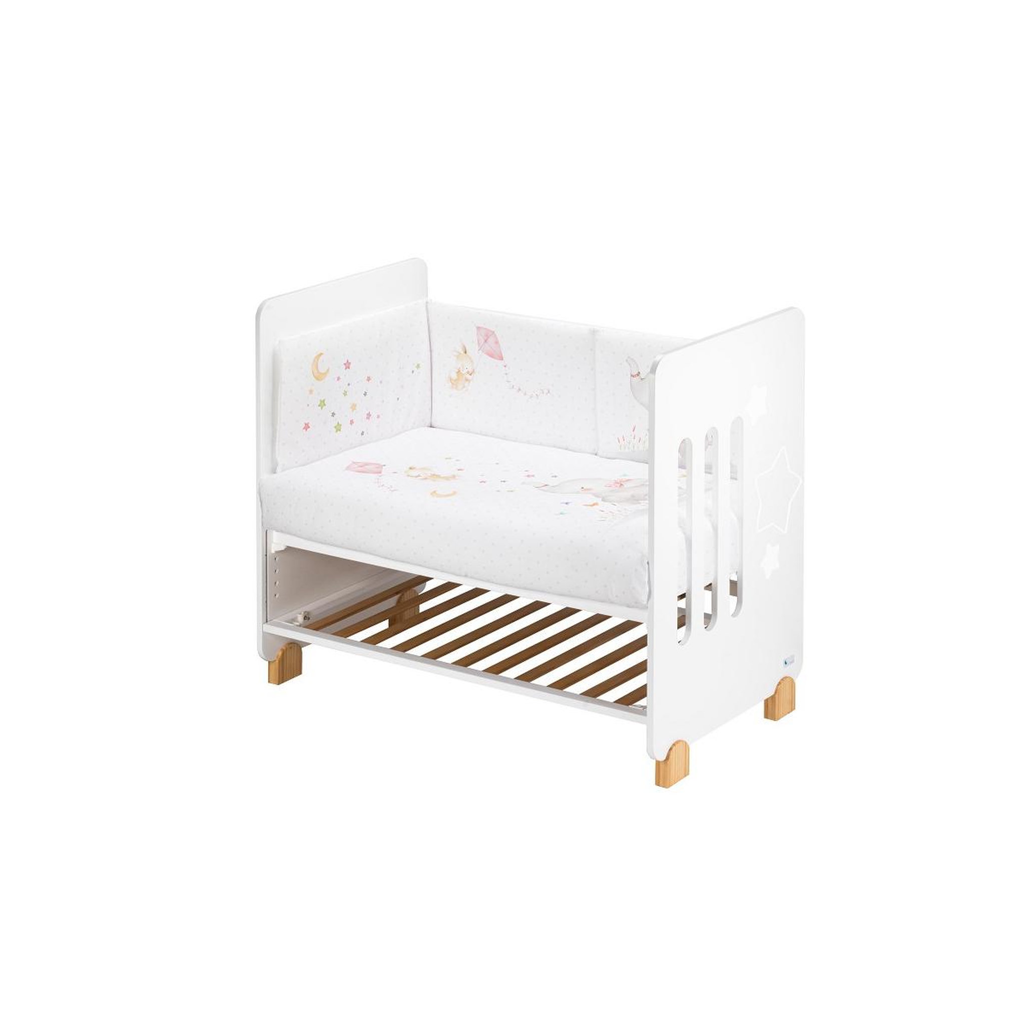 Voir la diapositive 1 : INTERBABY Lit Bébé Star Nature  and  Parure de lit 2 Pcs. elefant Rose