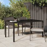 VIDAXL Table de jardin 150x90x75 cm Verre trempe/resine tressee Marron
