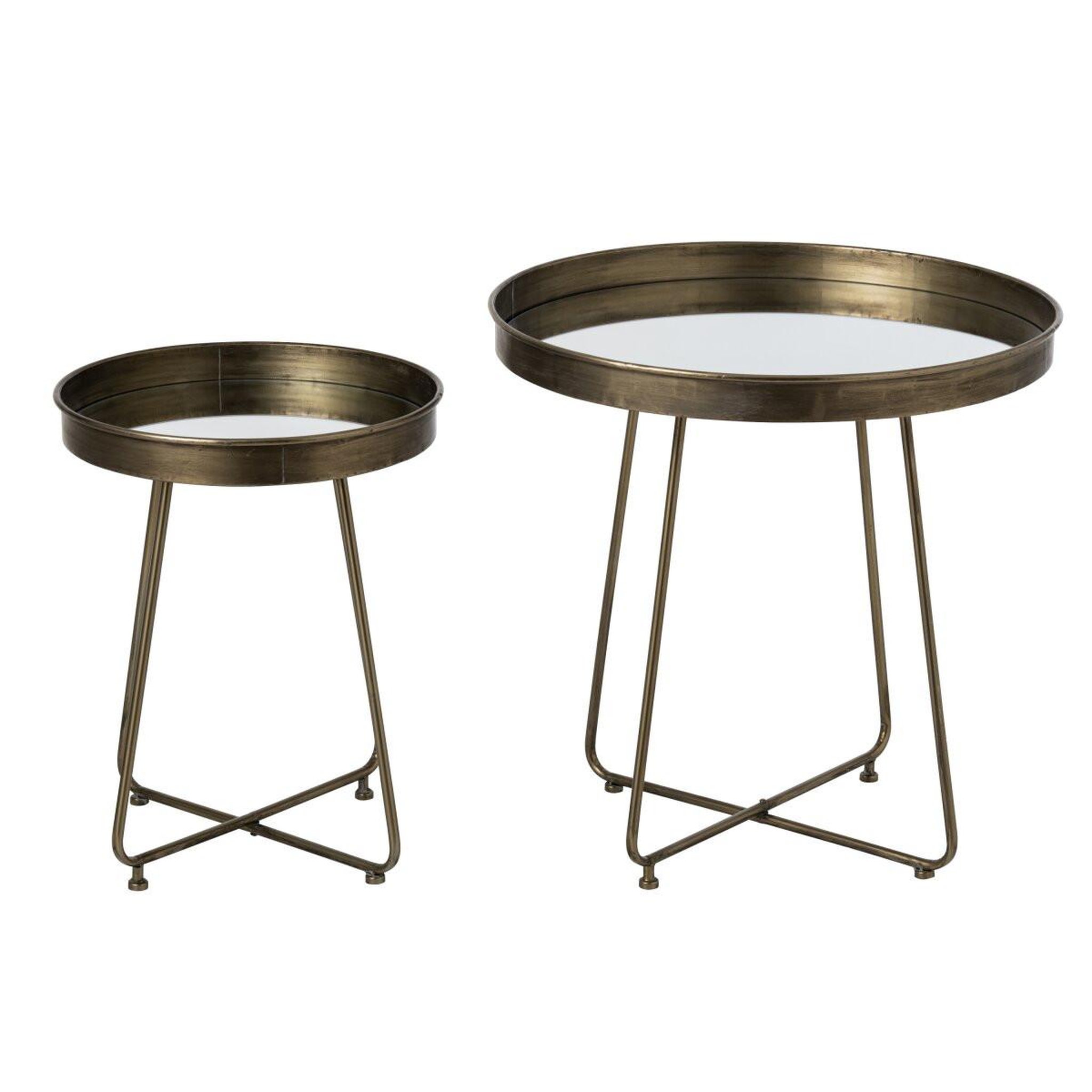 Voir la diapositive 2 : J-LINE Lot de 2 tables d'appoint en métal  nadja  62cm laiton