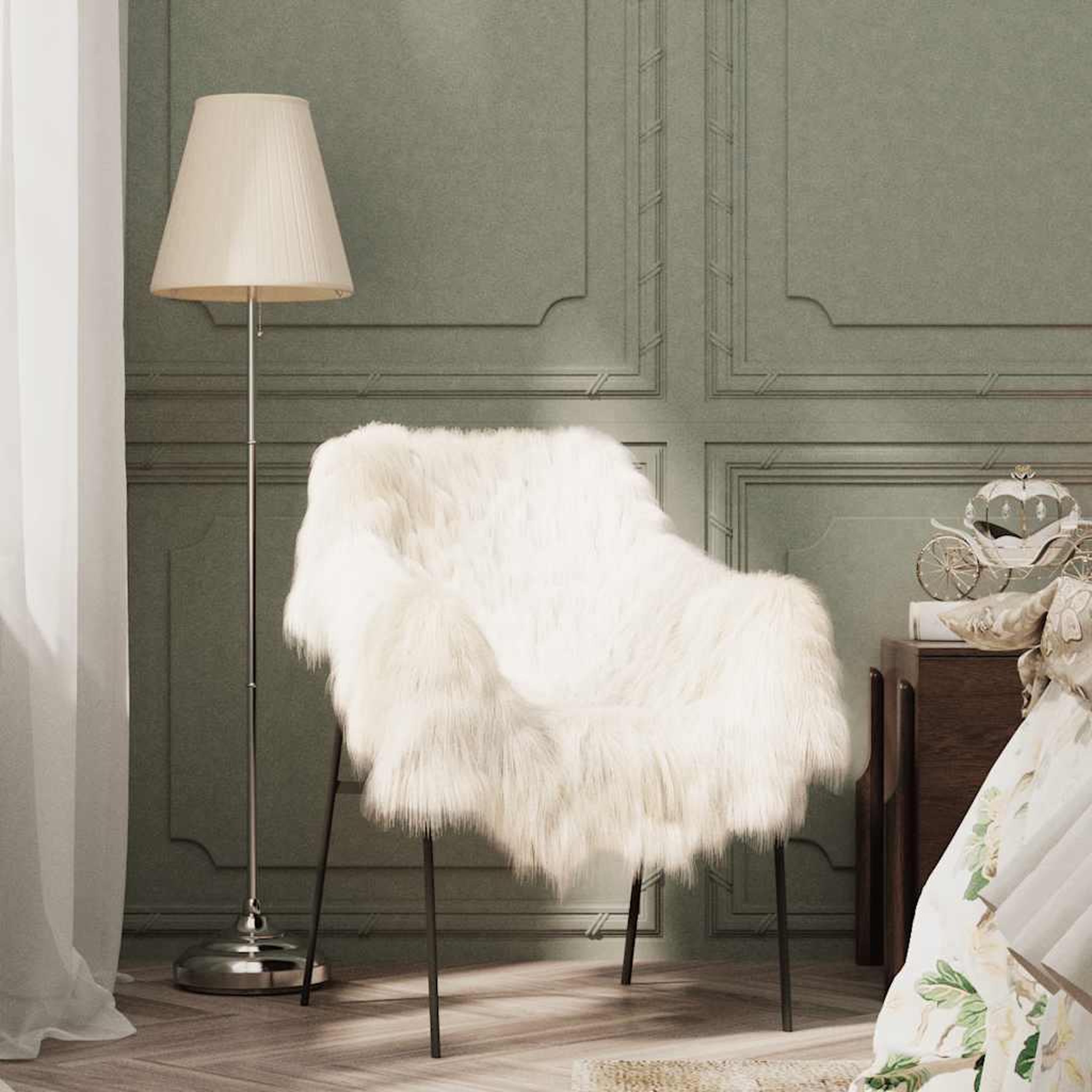 VIDAXL Housse de chaise en peau de mouton islandaise Creme 70x110 cm