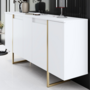 Voir la diapositive 4 : CONCEPT USINE Buffet design blanc et or 160 cm - 4 portes LUXOR