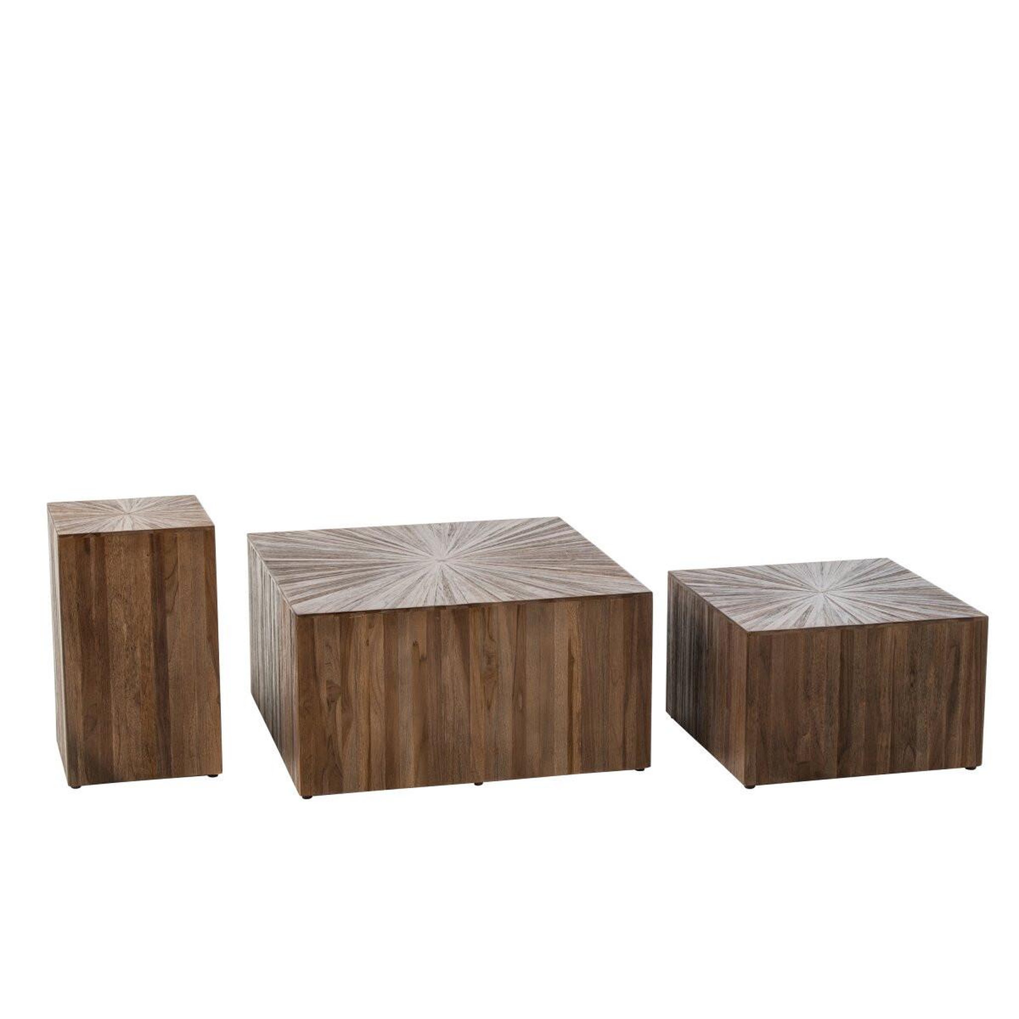 Voir la diapositive 2 : J-LINE Lot de 3 tables basses en bois  ray  70cm marron