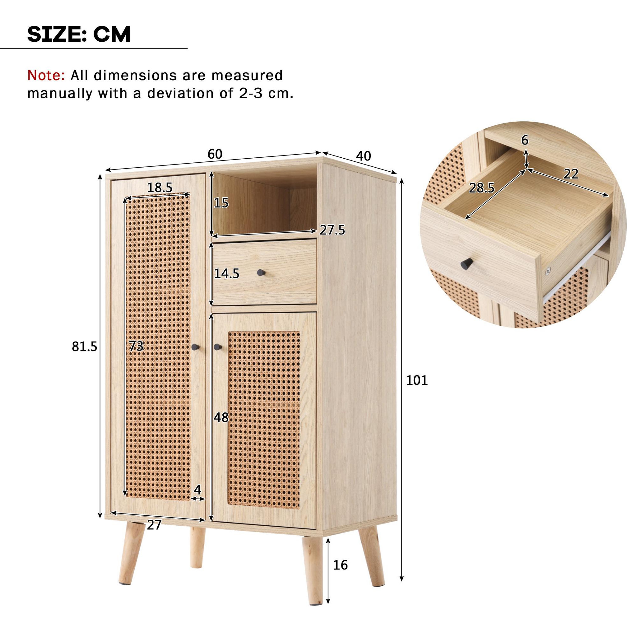 Voir la diapositive 3 : MERAX Buffet 2 porte(s) 1 tiroir(s) - 60 cm naturel panneau de particules