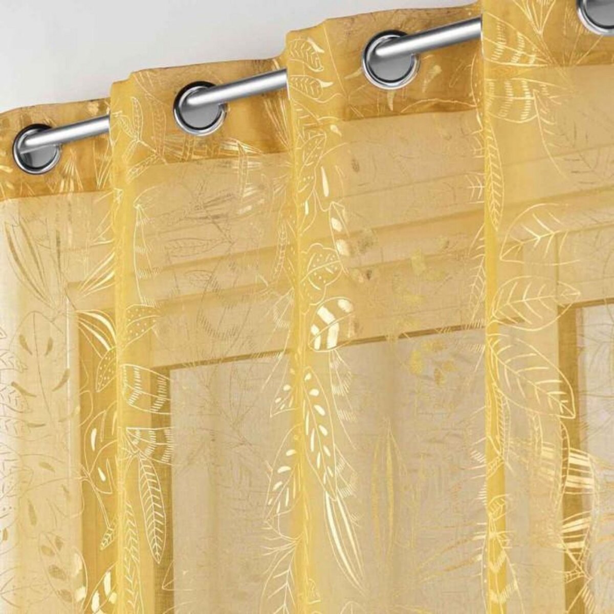 Paris Prix Rideau Voilage à Œillets  Belflor  140x280cm Jaune