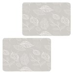 HABITABLE Lot de 2 sets de table motifs feuillage ROMIE - 28 x 43 cm - Beige et blanc