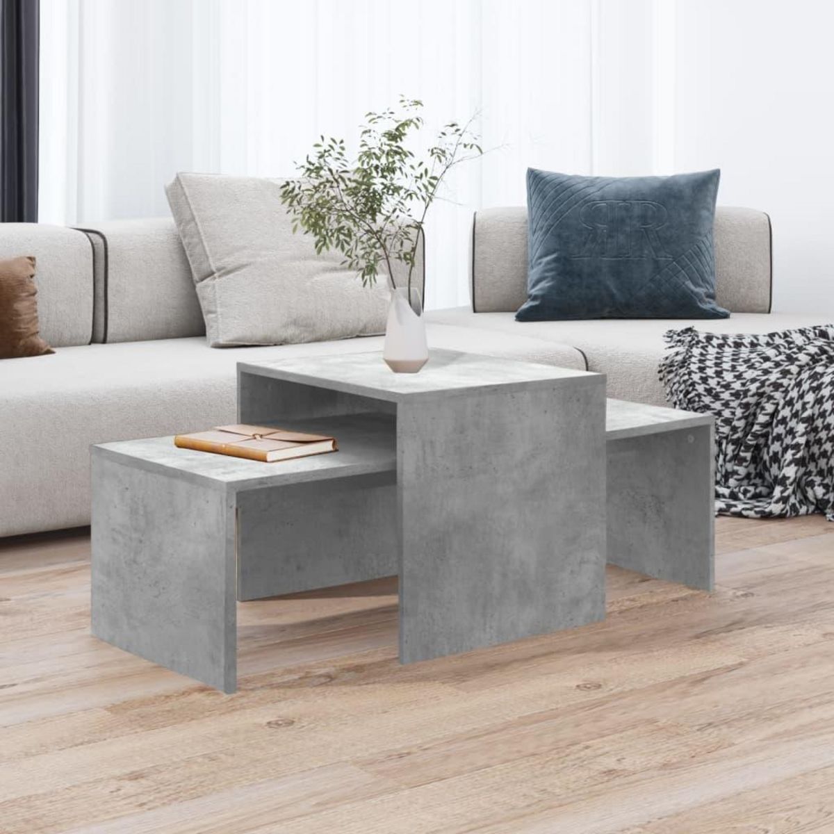 VIDAXL Ensemble de table basse Gris beton 100x48x40 cm Bois ingenierie