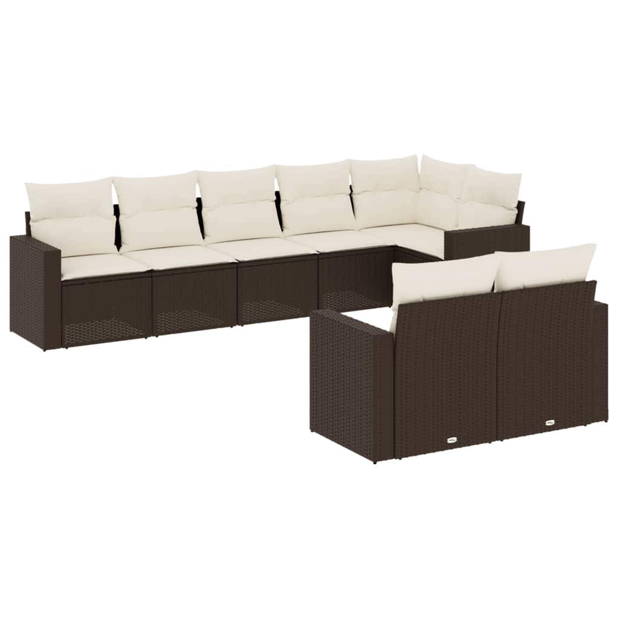 Voir la diapositive 2 : VIDAXL Salon de jardin 8 pcs avec coussins marron resine tressee