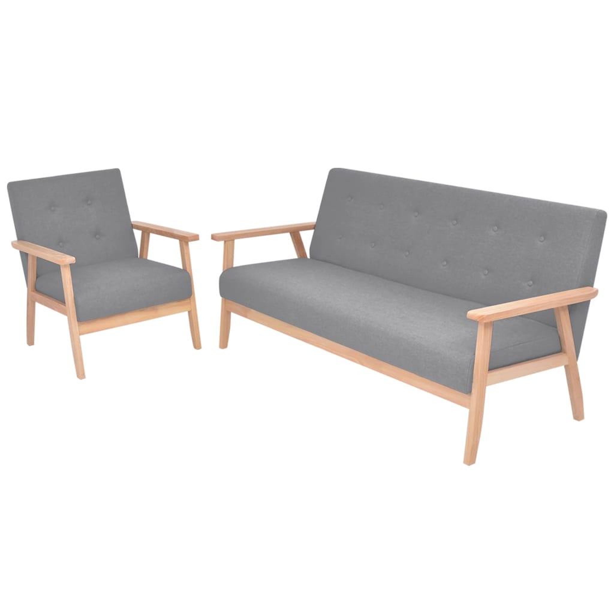 Voir la diapositive 1 : VIDAXL Ensemble de canapes 2 pcs Tissu Gris clair