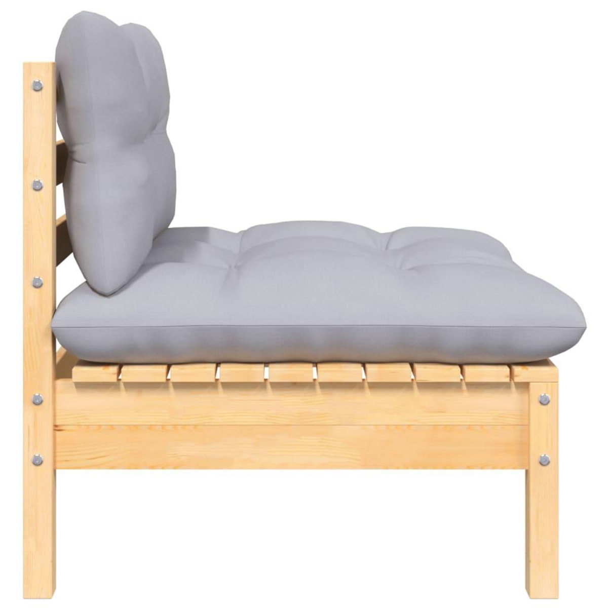 VIDAXL Salon de jardin 3 pcs avec coussins gris Bois de pin massif