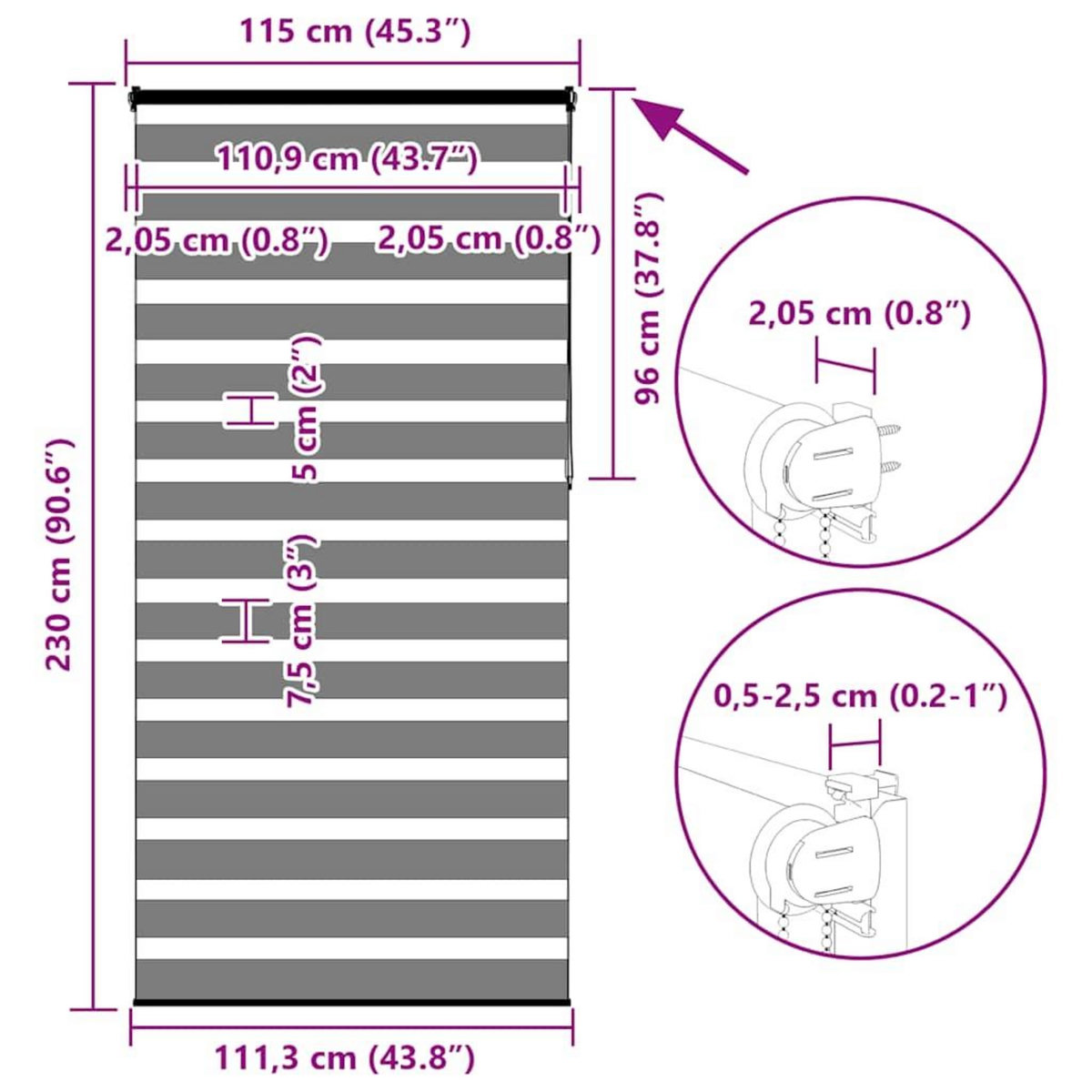 VIDAXL Store zebre marron 115x230cm largeur du tissu 110,9cm polyester