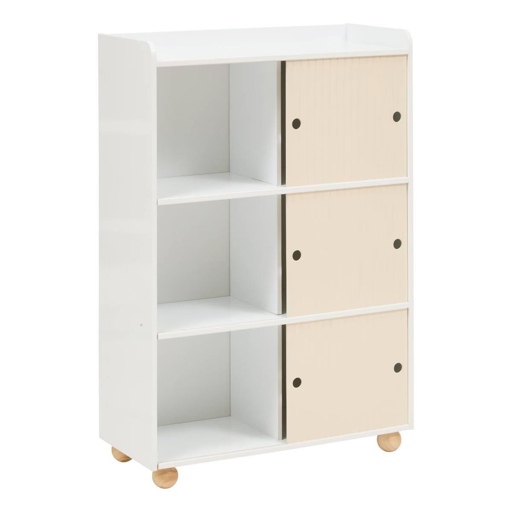 Voir la diapositive 3 : Atmosphera Kids Meuble de rangement 3 portes  bouli  101cm beige
