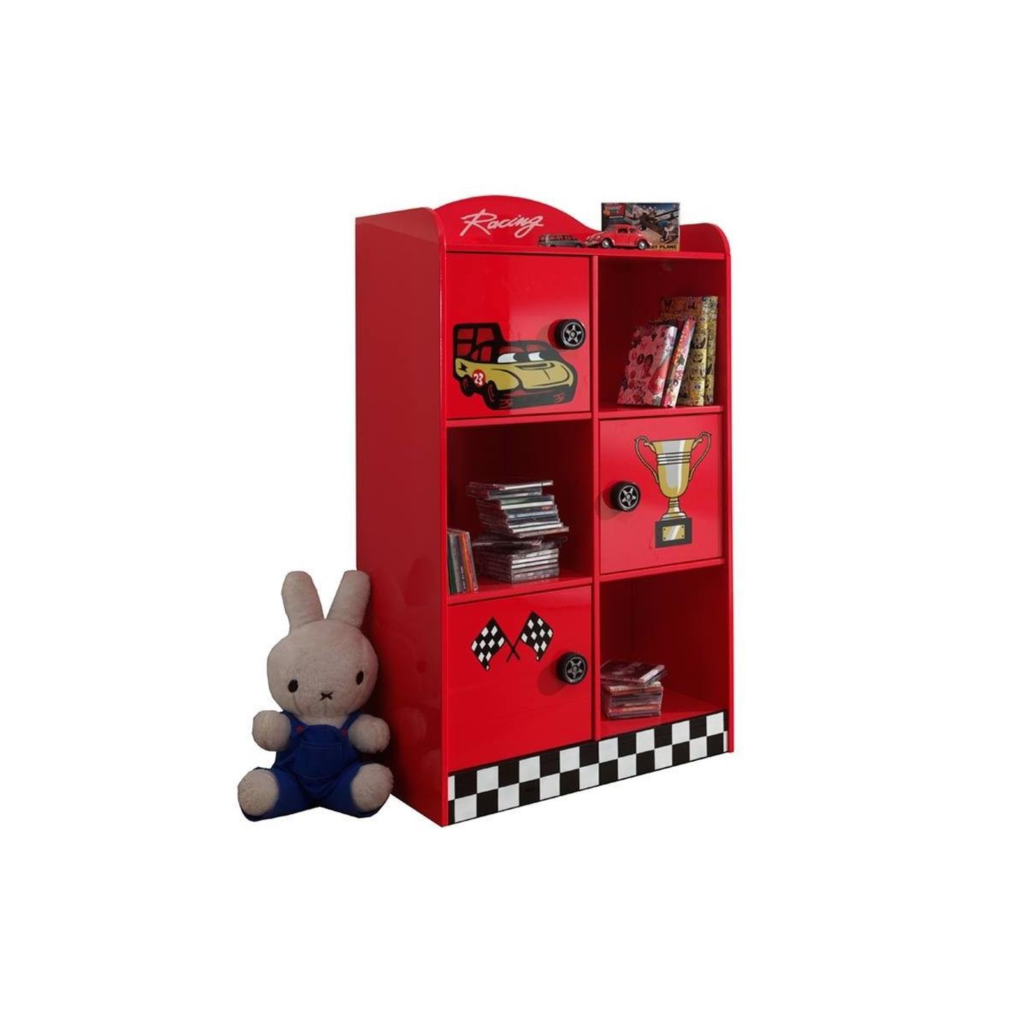 Voir la diapositive 3 : Paris Prix Pack - Lit Enfant Voiture & Armoire  Gran Turismo  Bleu & Rouge